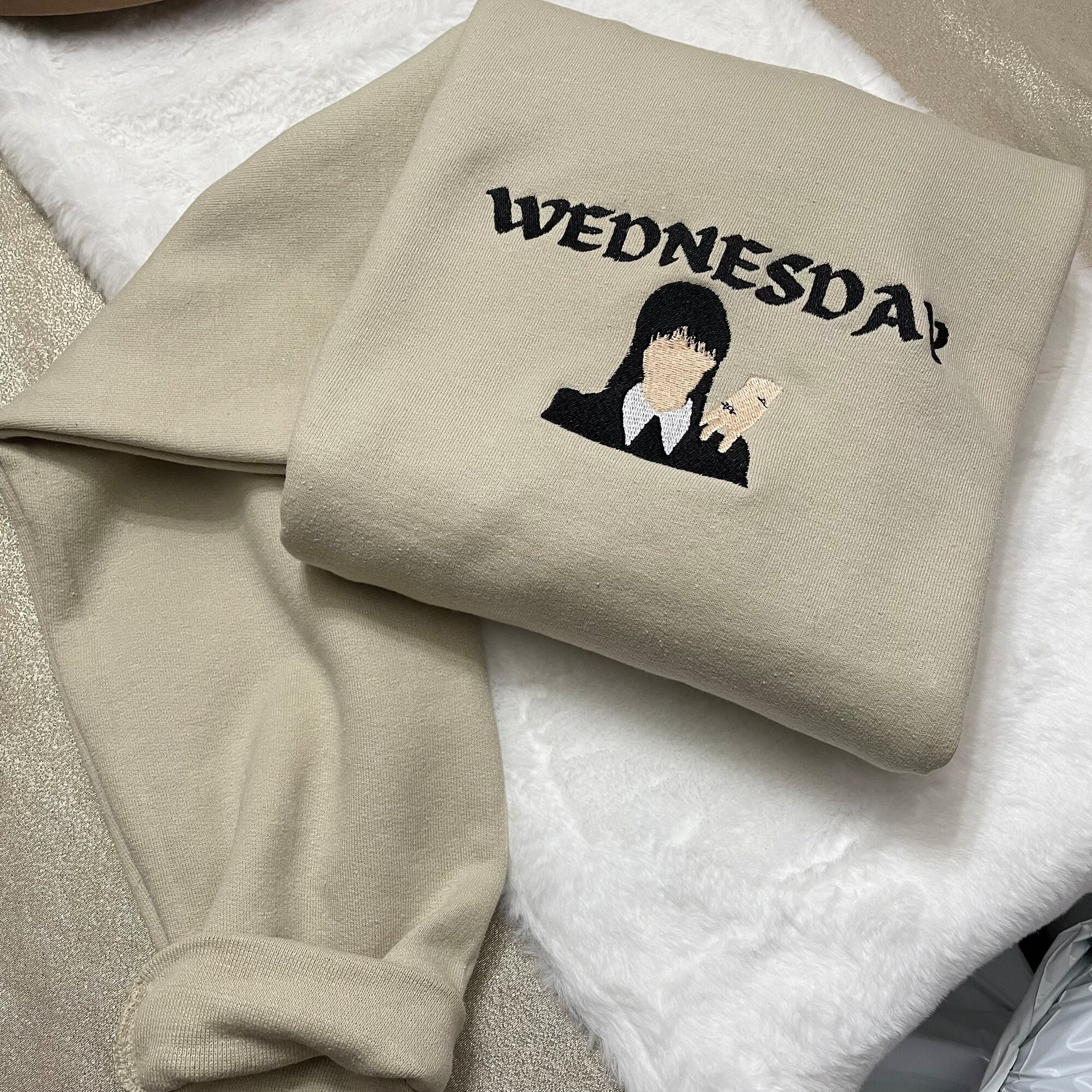 Wednesday Embroidered Sweatshirt - Y2K Style Crewneck Embroidery Gifts for Her Unisex Vintage Clothing image 6