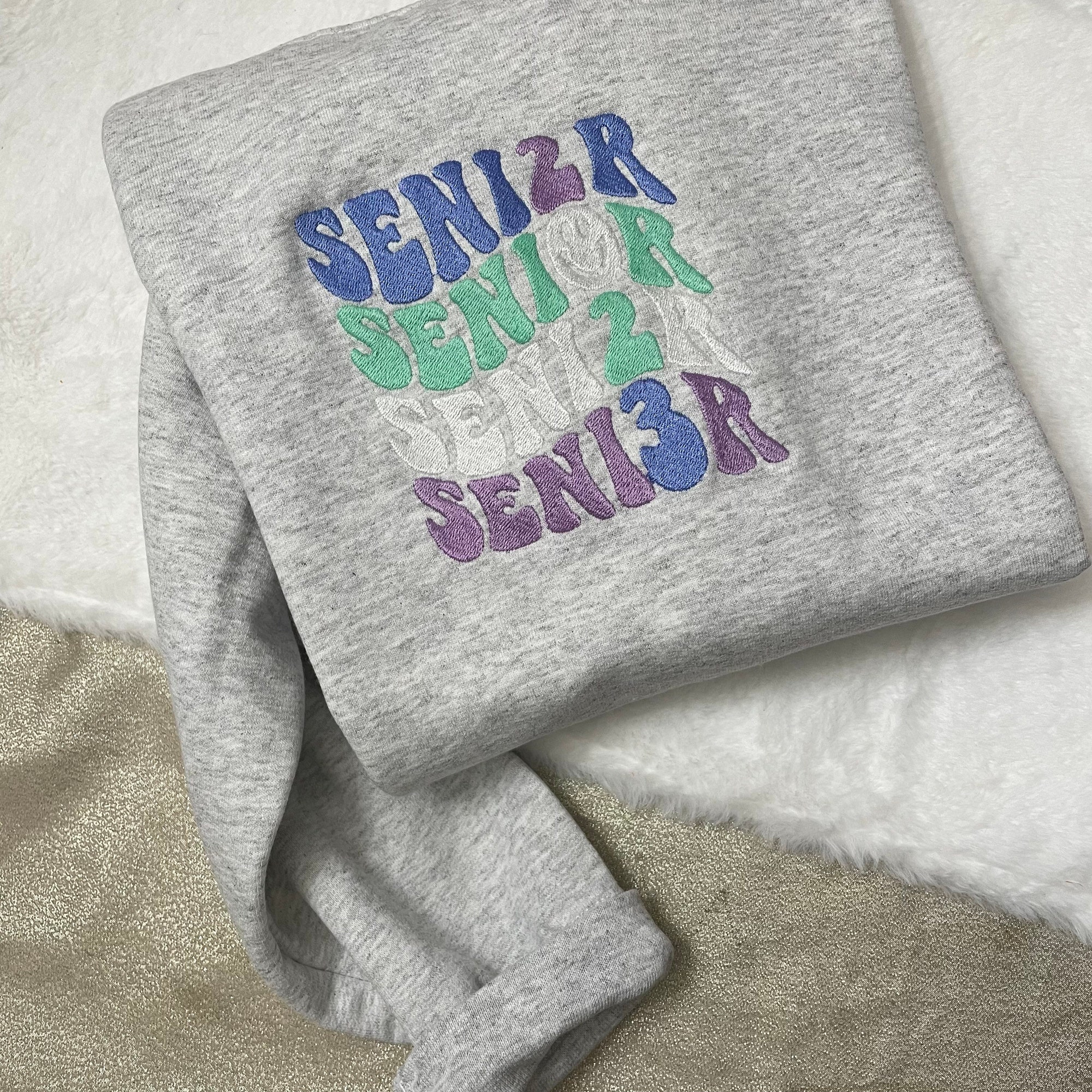 Senior Year 2024 Embroidered Sweatshirt - Y2K Style Crewneck Vintage Style High School/College Senior image 8