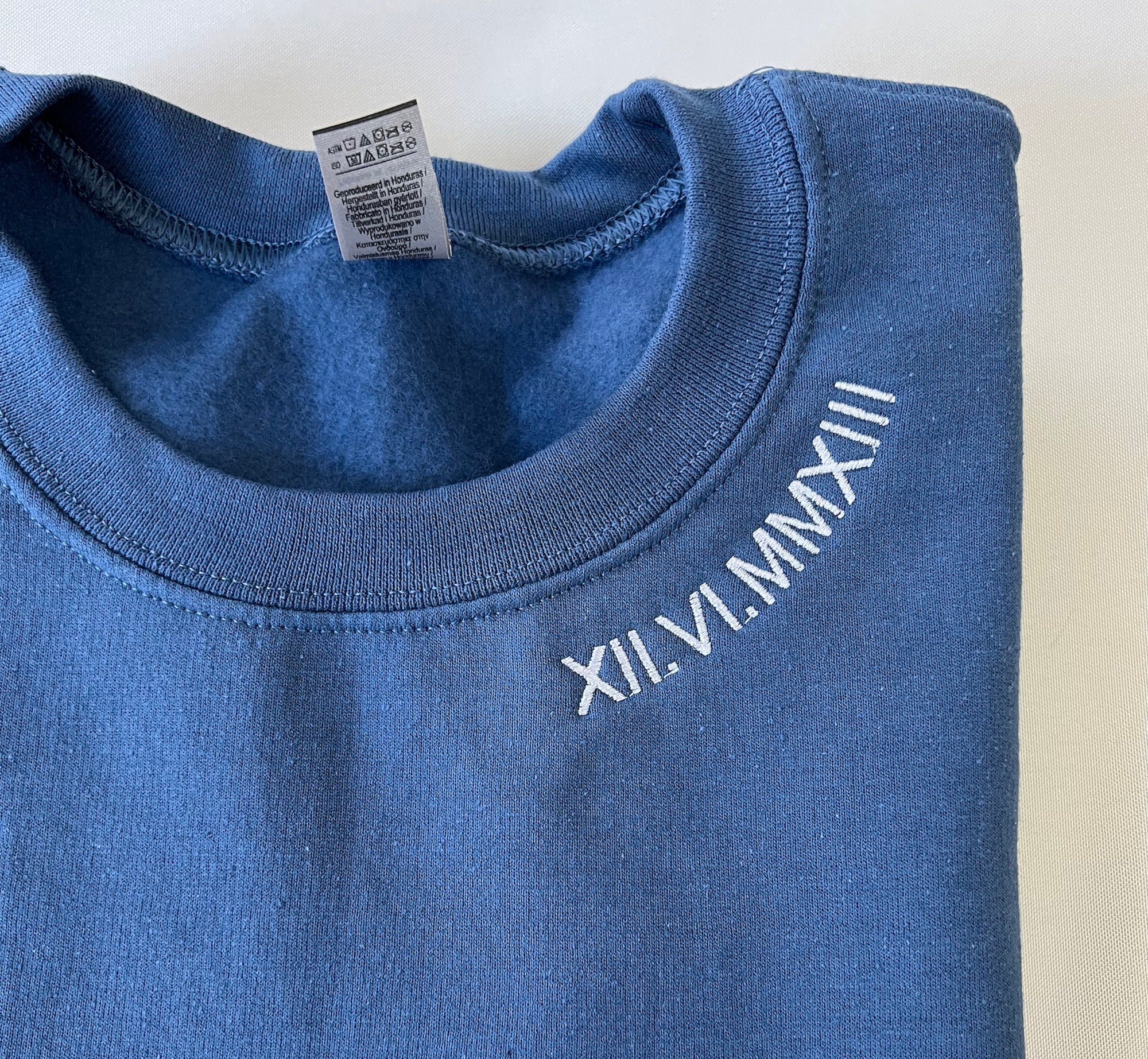 Anniversary Gift for Him - Custom Roman Numeral Sweatshirt One Year Anniversary for Boyfriend Embroidered Around the Neckline image 4