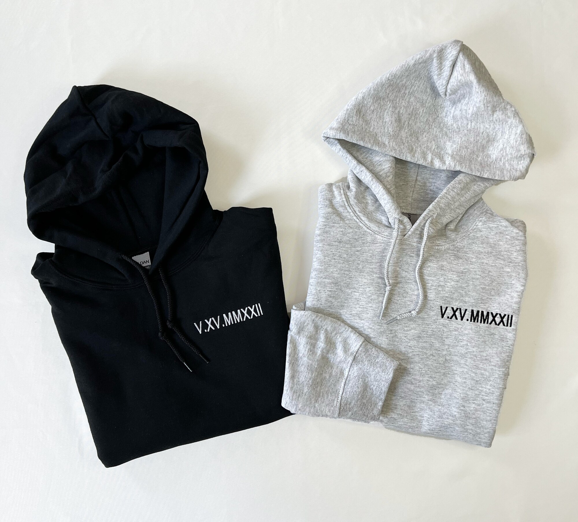 Custom Roman Numeral Hoodie - Embroidered Hoodie with Your Custom Date Anniversary Gift for Him 1 Year Wedding Anniversary Gift for Her image 1