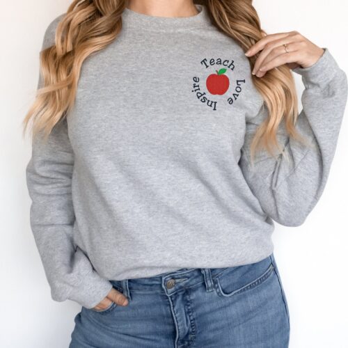 Custom Embroidered Sweatshirt - Teacher Gift Teacher Appreciation Gift Custom Embroidered Teacher Gifts on Sweatshirt image 0