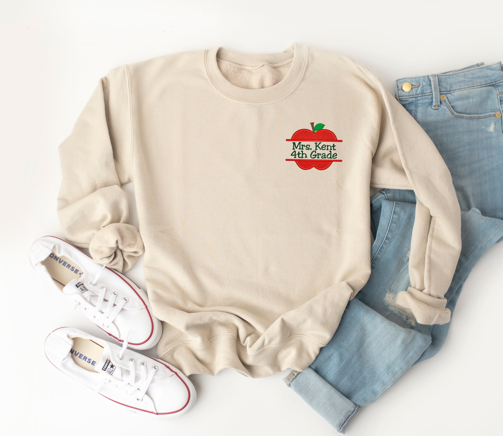 Mrs. Custom Sweatshirt - Custom Embroidered Sweatshirt with Teacher's Name and Grade Teacher Gifts Teacher Appreciation Gift image 2