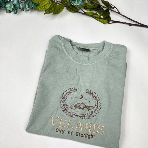 Embroidered Velaris Comfort Colors T-Shirt - SJM Merch City of Starlight Tee image 0