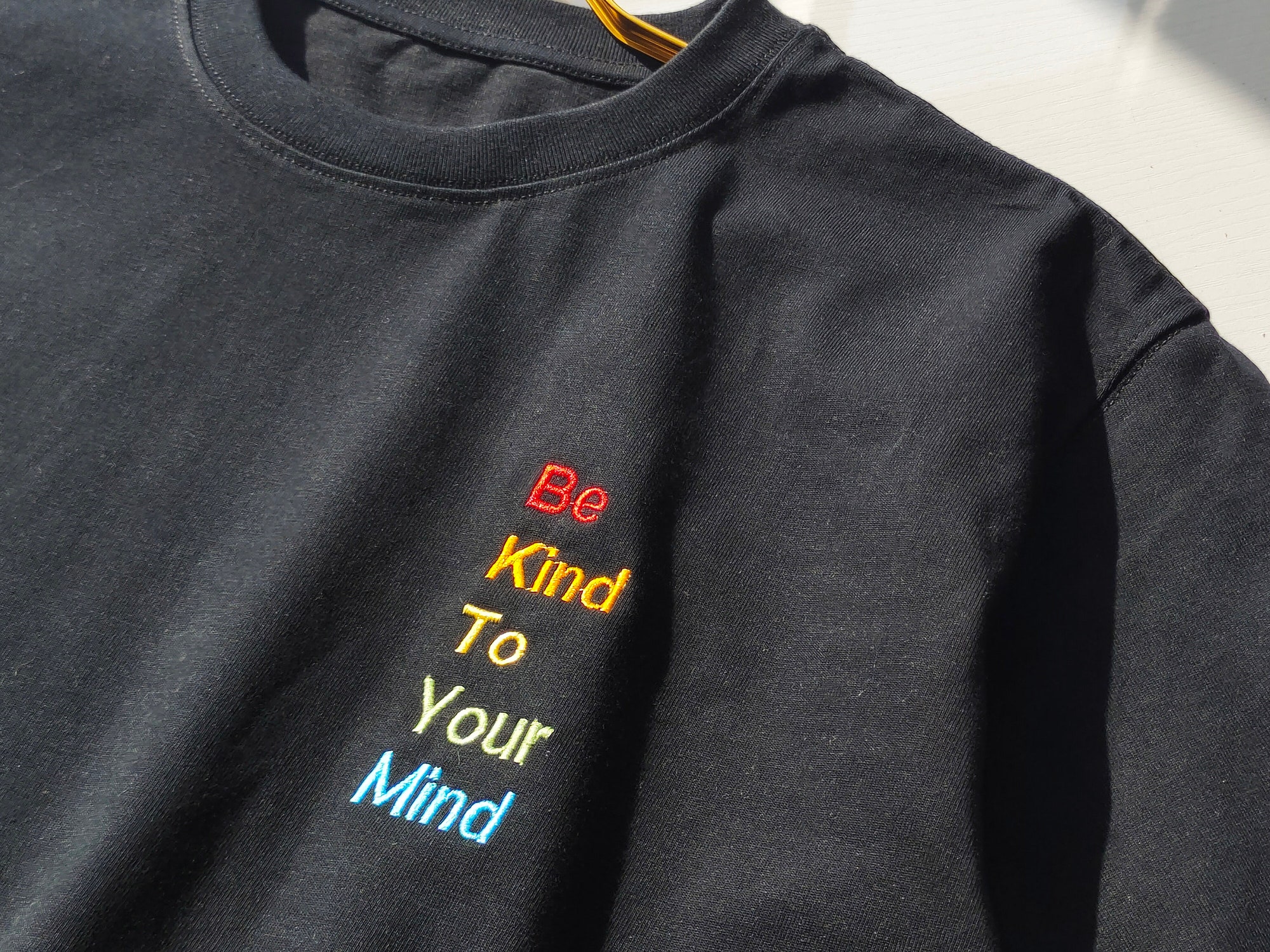 Be Kind to Your Mind Embroidered Shirt - Mental Health Rainbow Comfort Colors T-Shirt Kindness and Positivity Tee image 4