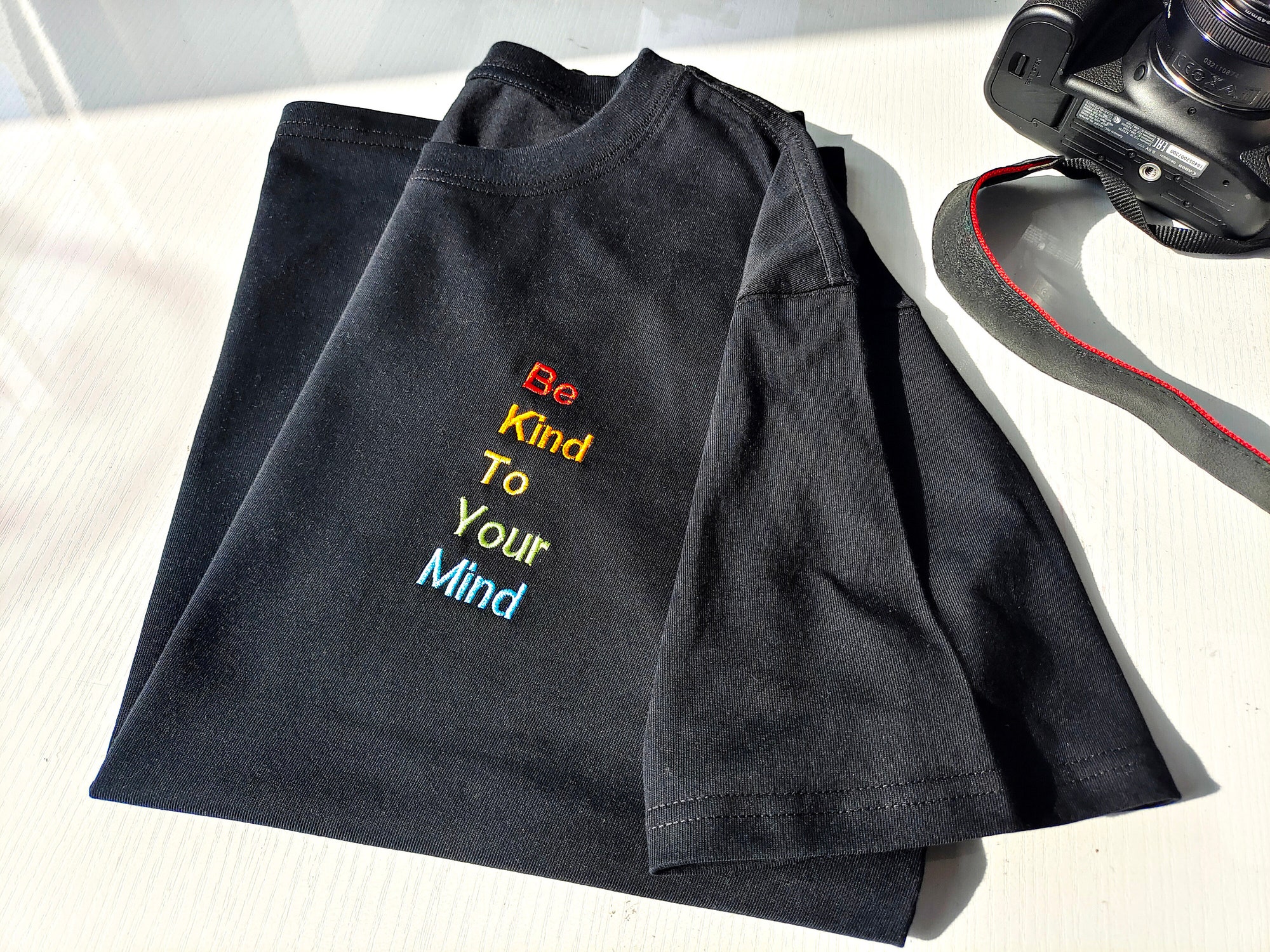 Be Kind to Your Mind Embroidered Shirt - Mental Health Rainbow Comfort Colors T-Shirt Kindness and Positivity Tee image 3