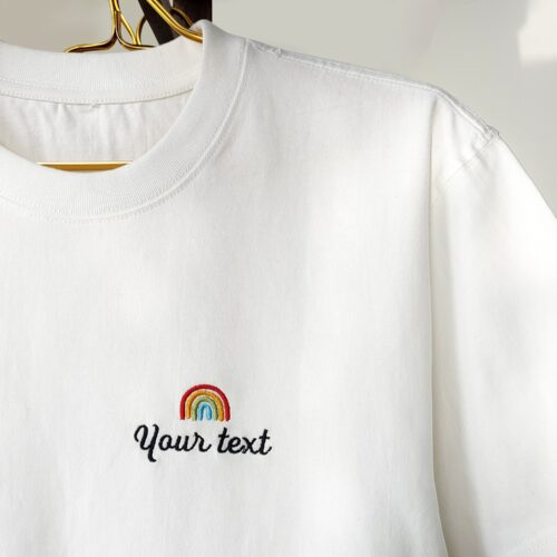 Custom Embroidered Text T-Shirt - Custom Logo Tee Personalized Gifts Mother's Day Gift image 0