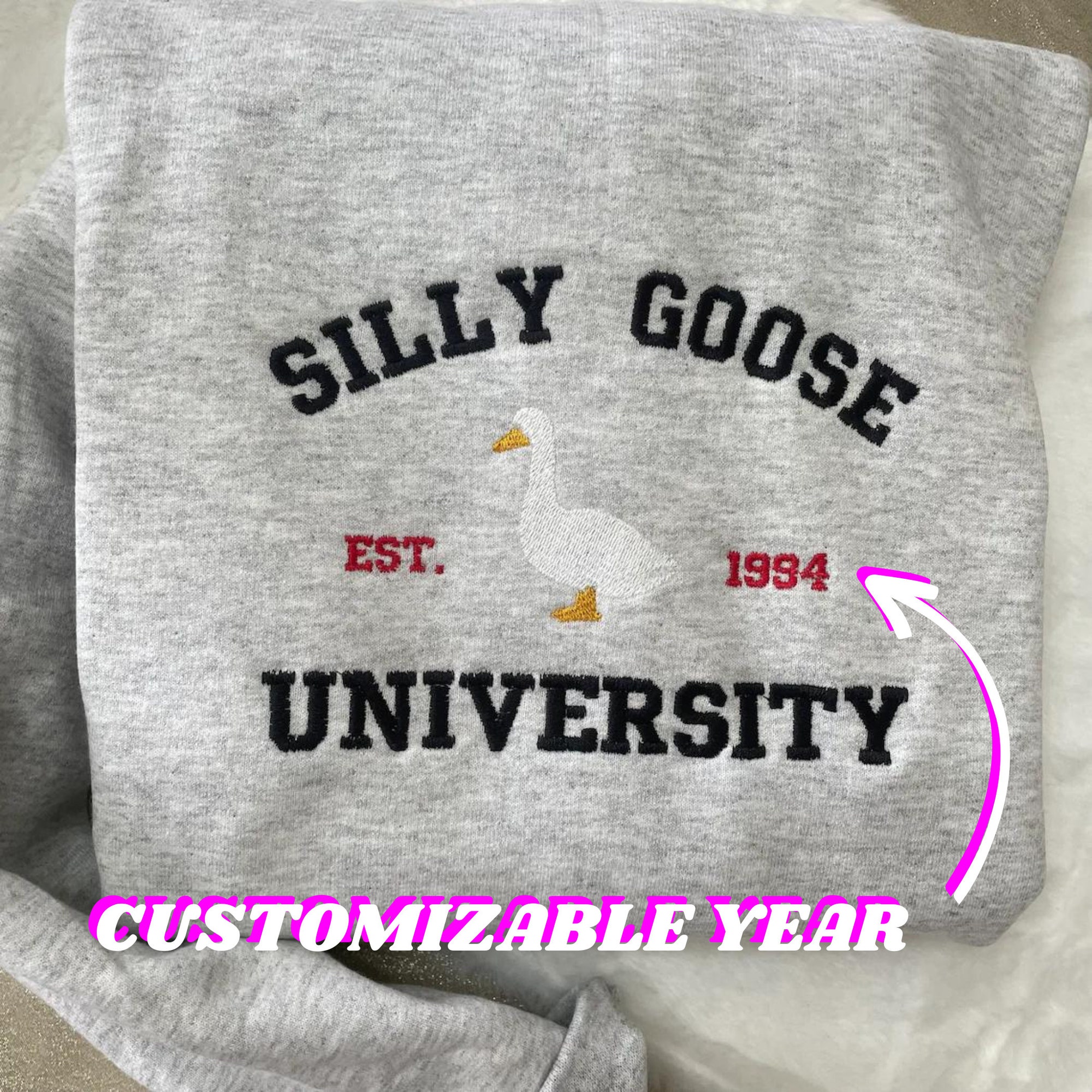 Silly Goose University Embroidered Sweatshirt - Y2K Style Crewneck Unisex Funny Clothing Gifts image 8