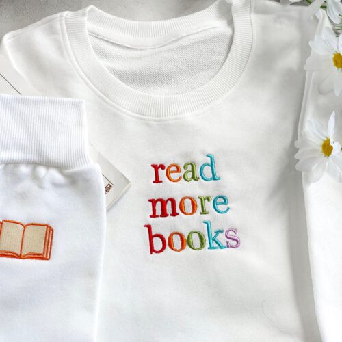 Read More Books Embroidered Sweatshirt - Reading Crewneck Book Readers Gift Gift for Book Lovers image 0