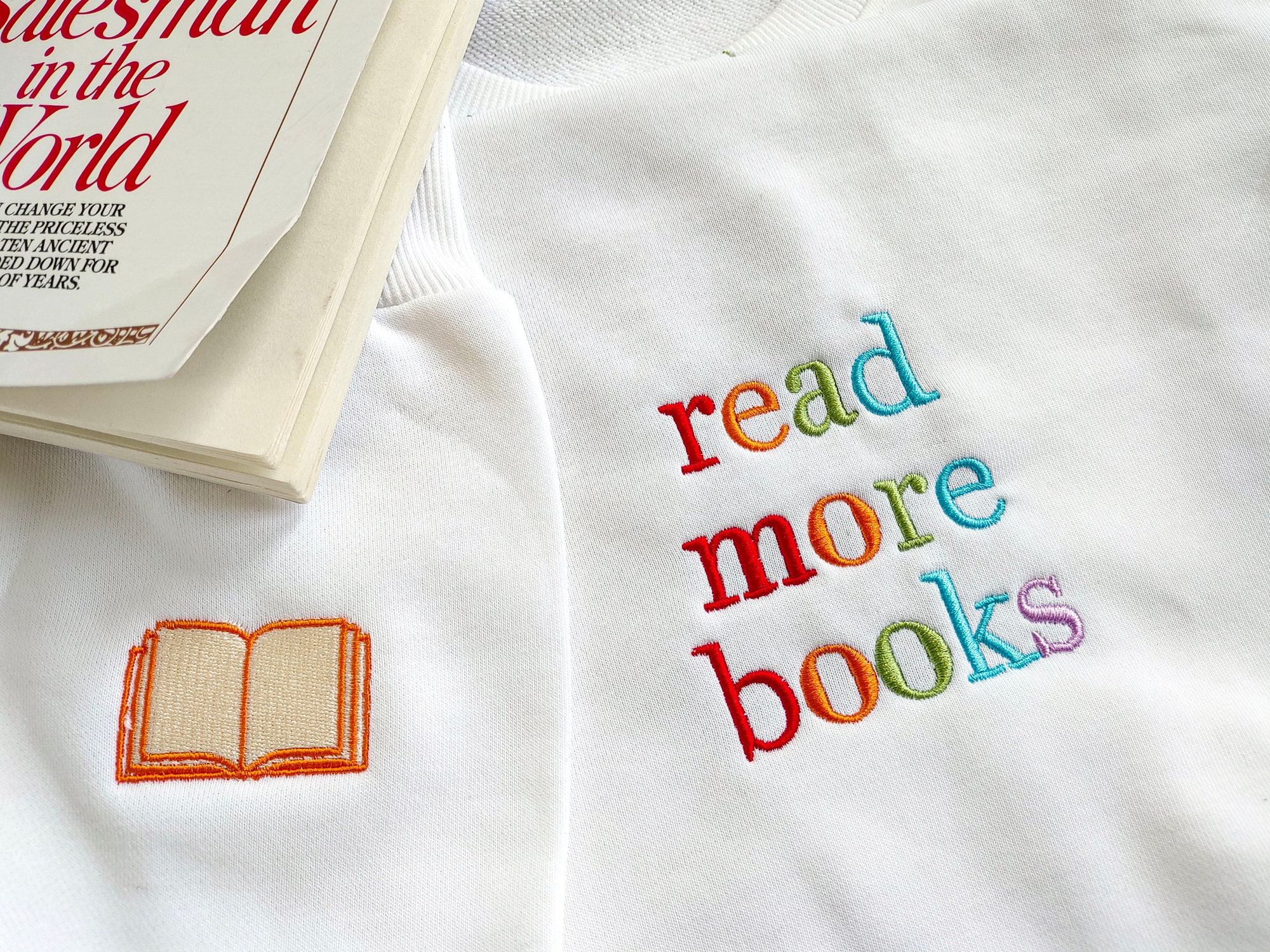 Read More Books Embroidered Sweatshirt - Reading Crewneck Book Readers Gift Gift for Book Lovers image 3