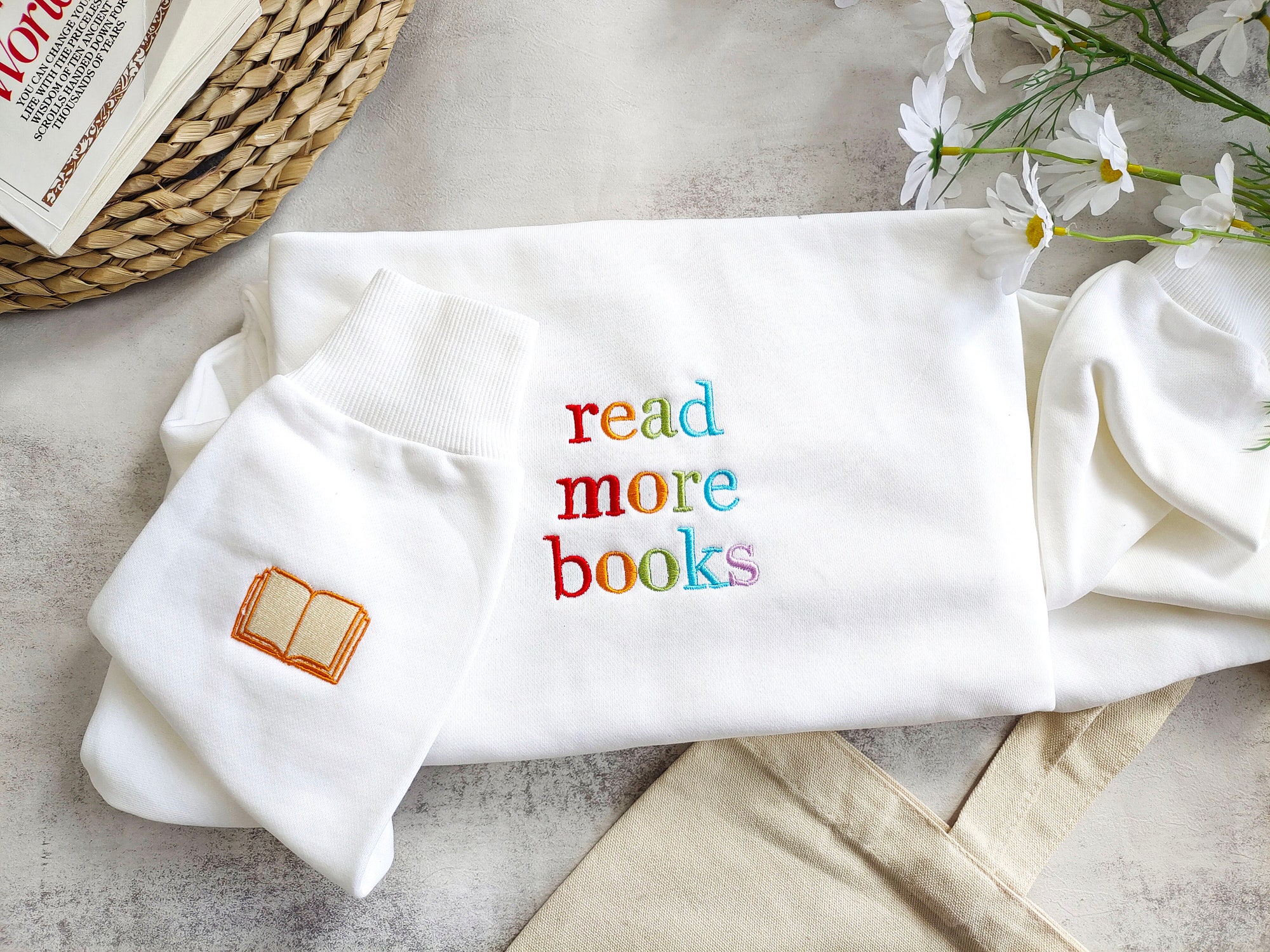 Read More Books Embroidered Sweatshirt - Reading Crewneck Book Readers Gift Gift for Book Lovers image 1