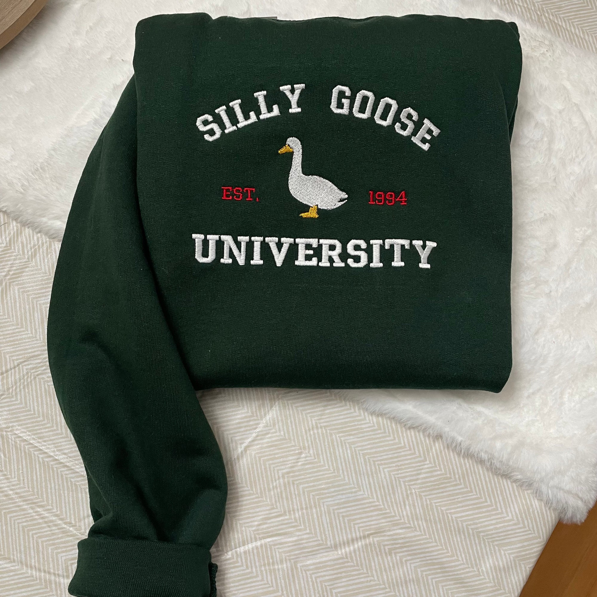 Silly Goose University Embroidered Sweatshirt - Y2K Style Crewneck Unisex Funny Clothing Gifts image 3