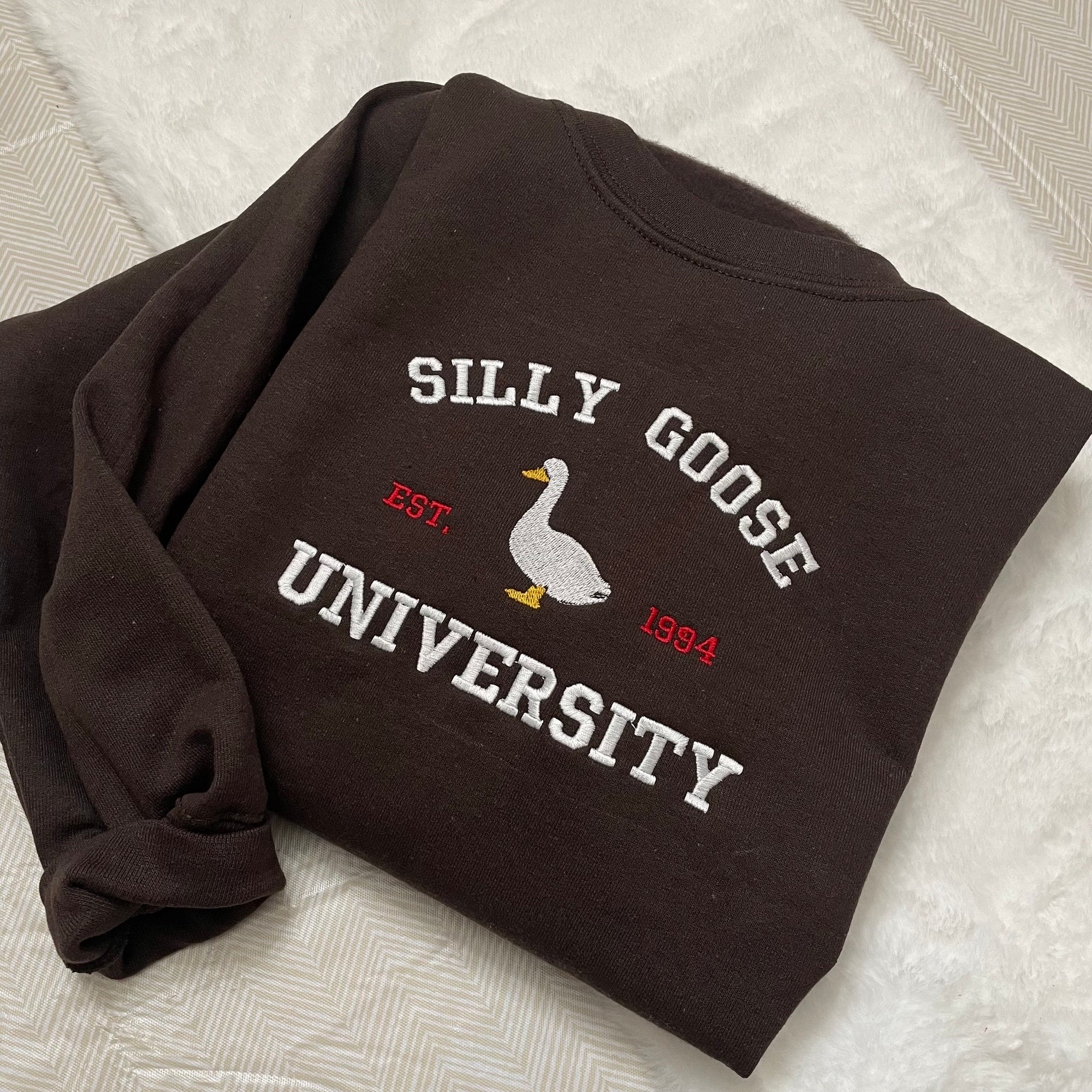 Silly Goose University Embroidered Sweatshirt - Y2K Style Crewneck Unisex Funny Clothing Gifts image 6