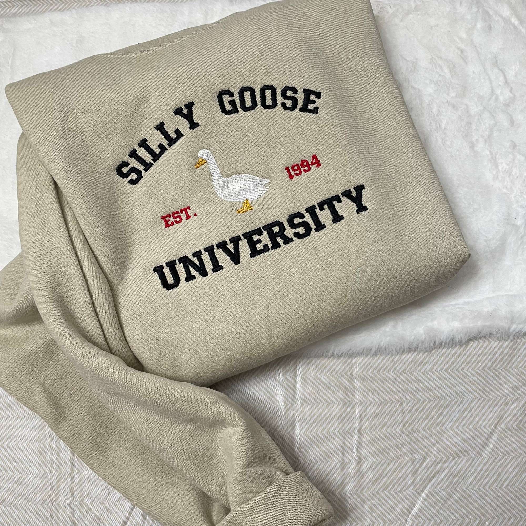 Silly Goose University Embroidered Sweatshirt - Y2K Style Crewneck Unisex Funny Clothing Gifts image 4