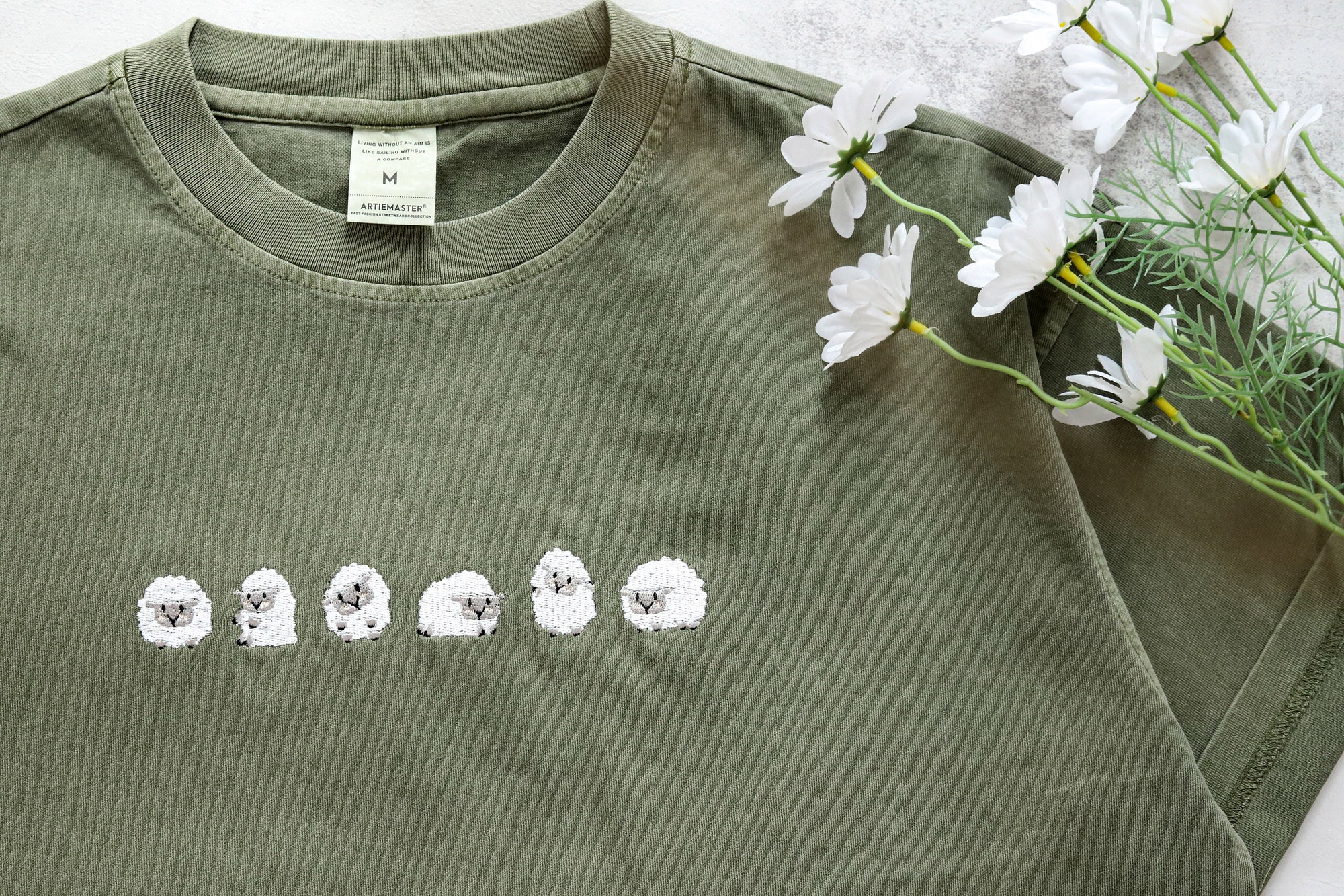 Embroidered Sheep T-Shirt - Personalized Cute Sheep Unisex Shirt Oversized Tees Gifts for Her/Him Animal Lover's Gift image 3