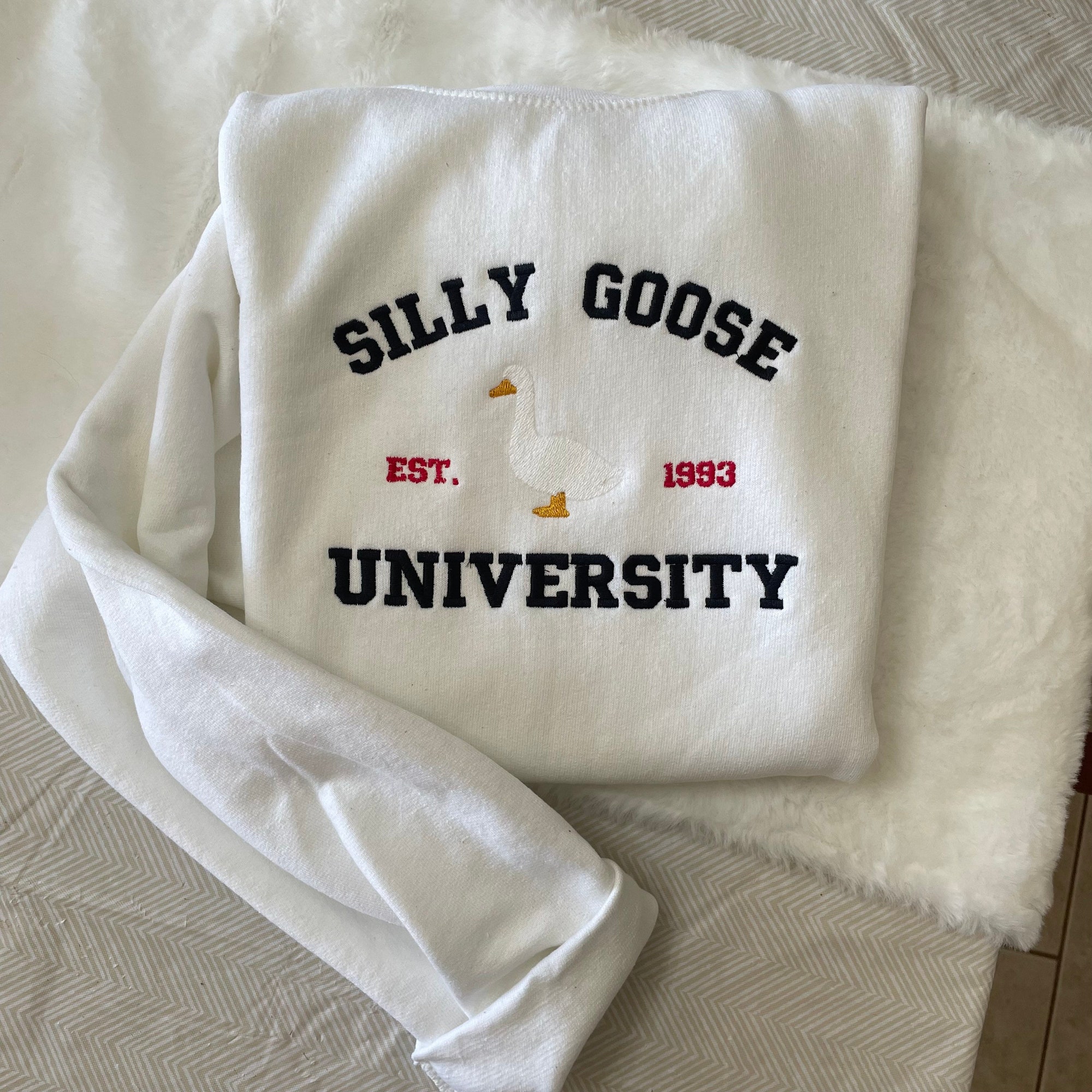 Silly Goose University Embroidered Sweatshirt - Y2K Style Crewneck Unisex Funny Clothing Gifts image 2