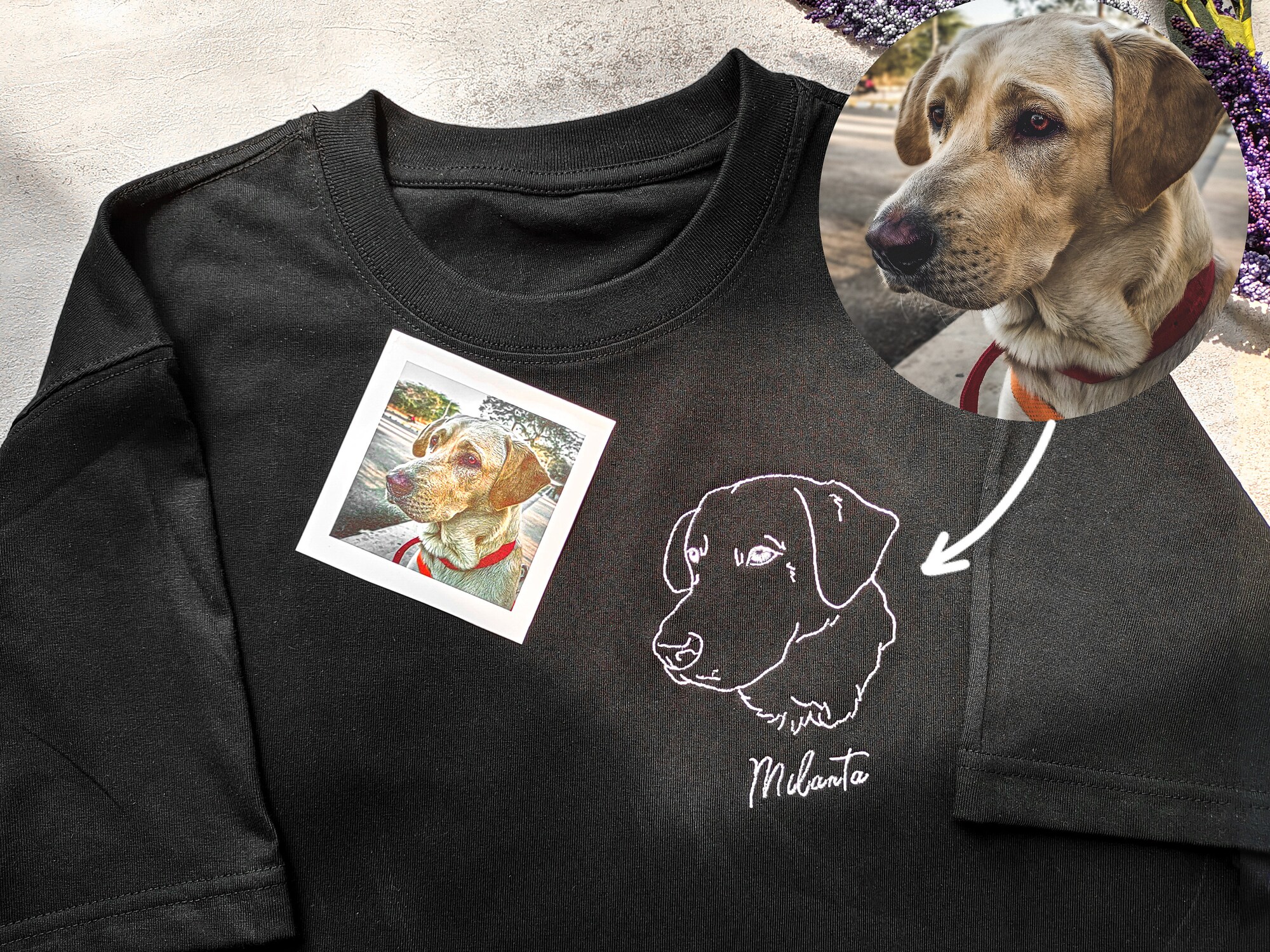 Custom Embroidered Dog Portrait and Name Shirt - Custom Pet Gifts Personalized Pet Shirts for Dog Lovers Custom Gift image 4