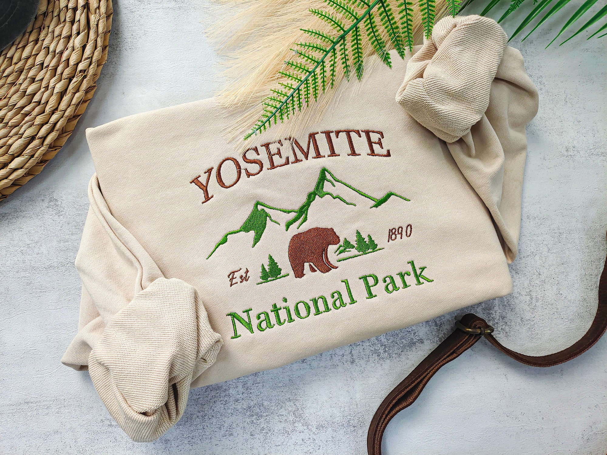 Yosemite National Park Embroidered Sweatshirt - Vintage Yosemite Crewneck National Park Gifts for Her image 1