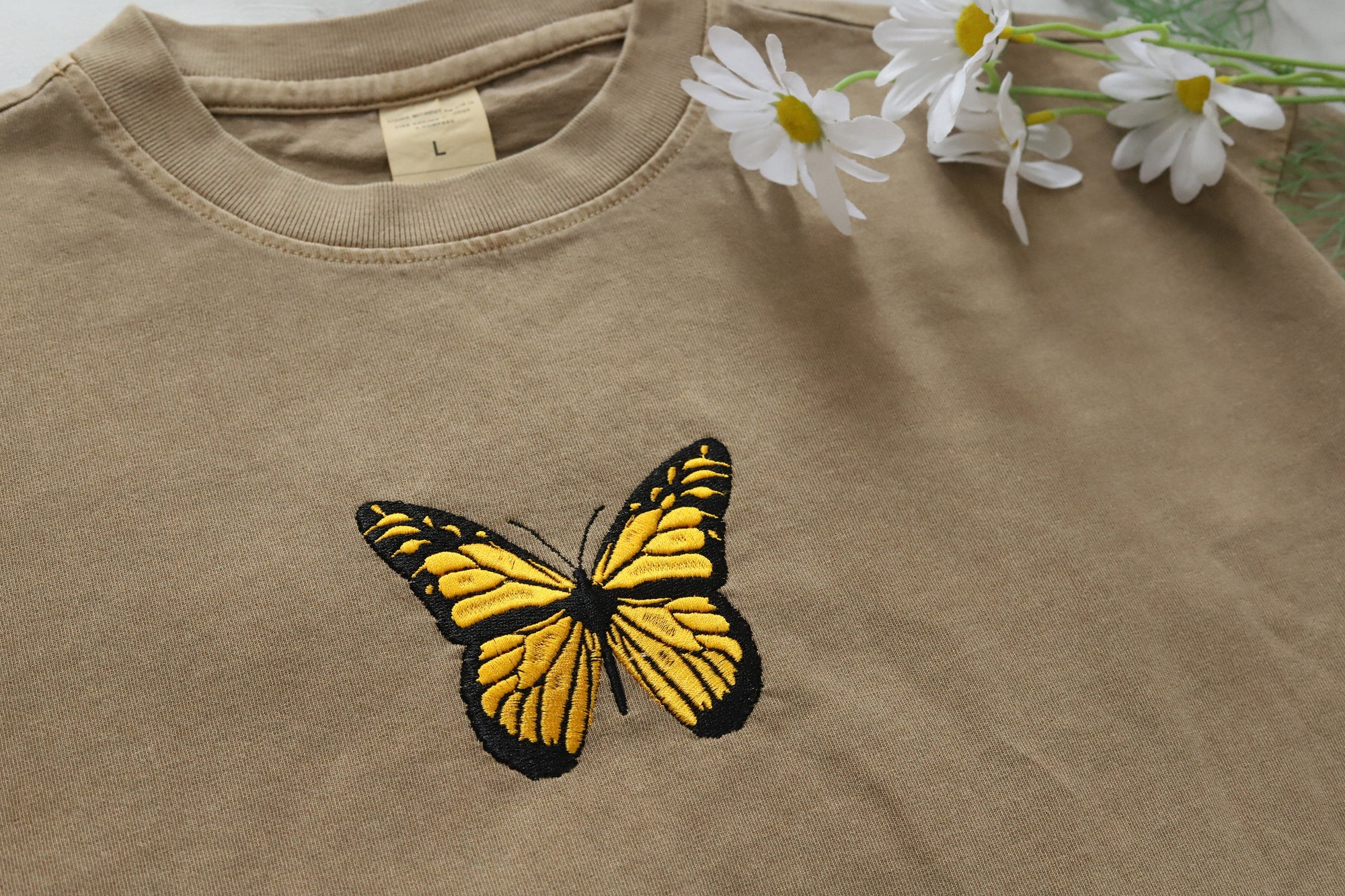 Butterfly Embroidered T-Shirt - Custom Personalized Unisex Shirt Oversized Tees Gifts for Her/Him Nature Lover's Gift image 4