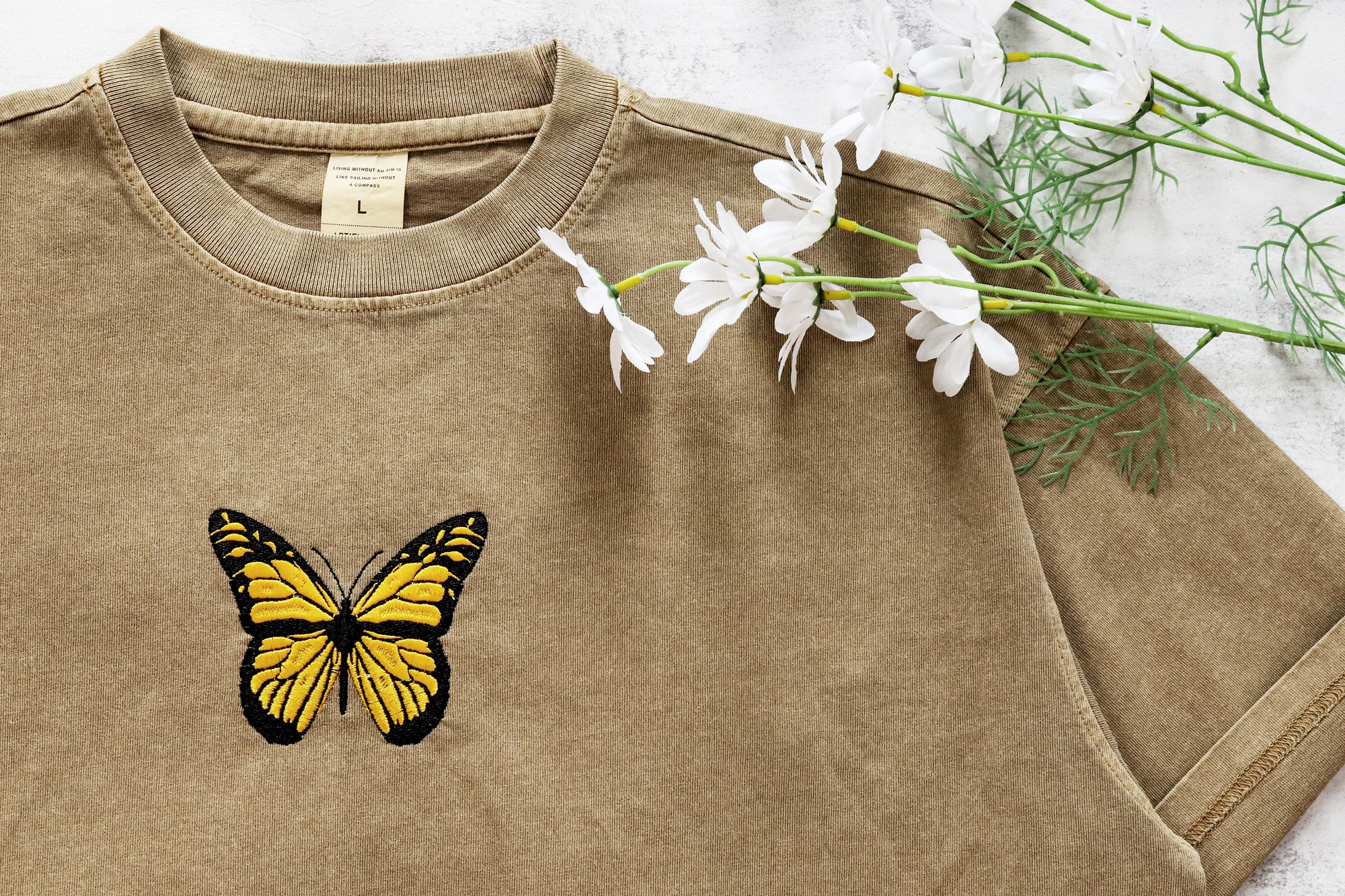 Butterfly Embroidered T-Shirt - Custom Personalized Unisex Shirt Oversized Tees Gifts for Her/Him Nature Lover's Gift image 2