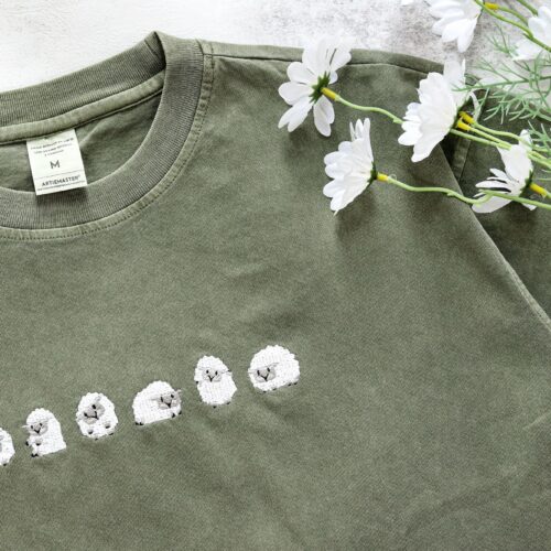 Embroidered Sheep T-Shirt - Personalized Cute Sheep Unisex Shirt Oversized Tees Gifts for Her/Him Animal Lover's Gift image 0