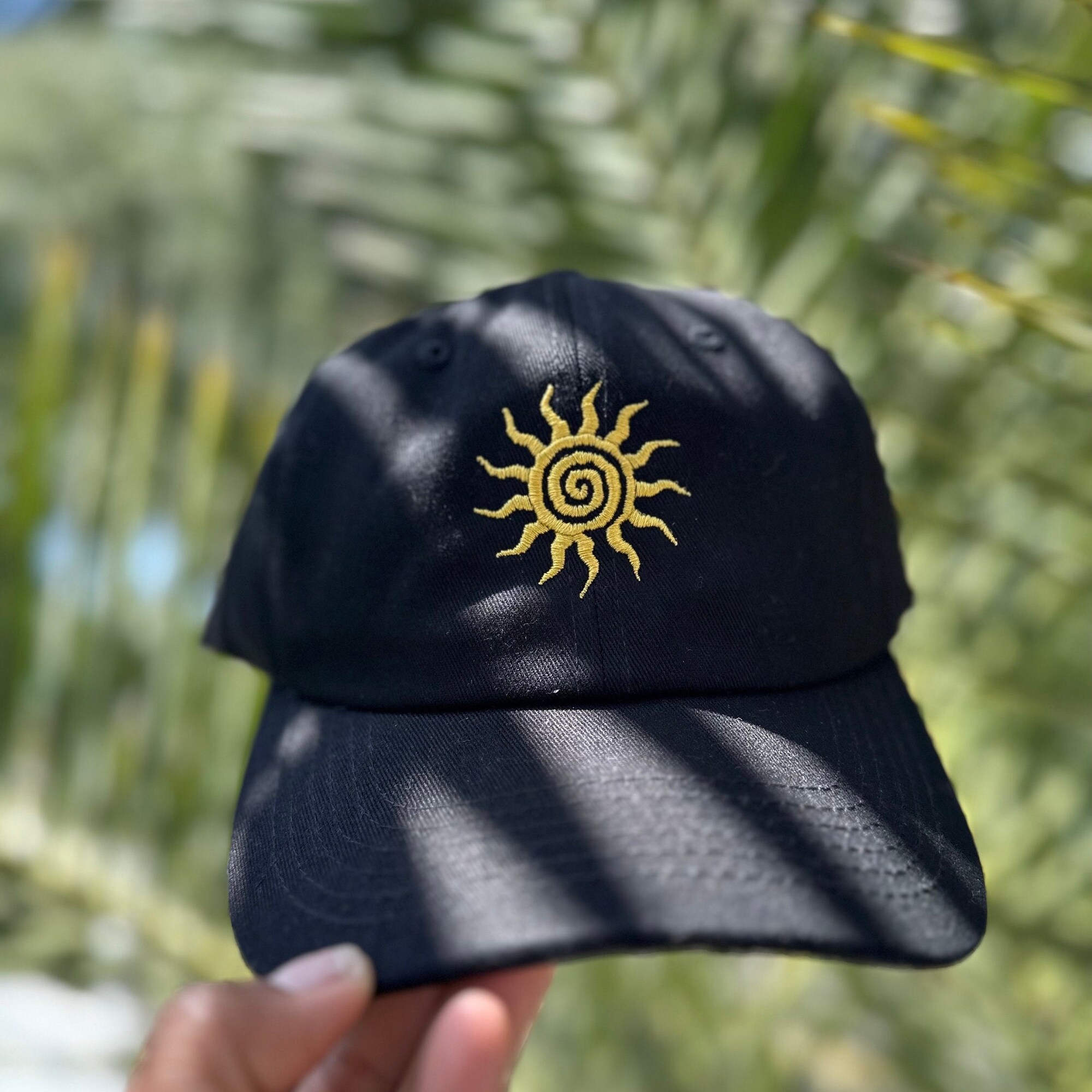 Spiral Sun Embroidered Dad Hat - Various Colors - Unique Sun Hat Designs image 1