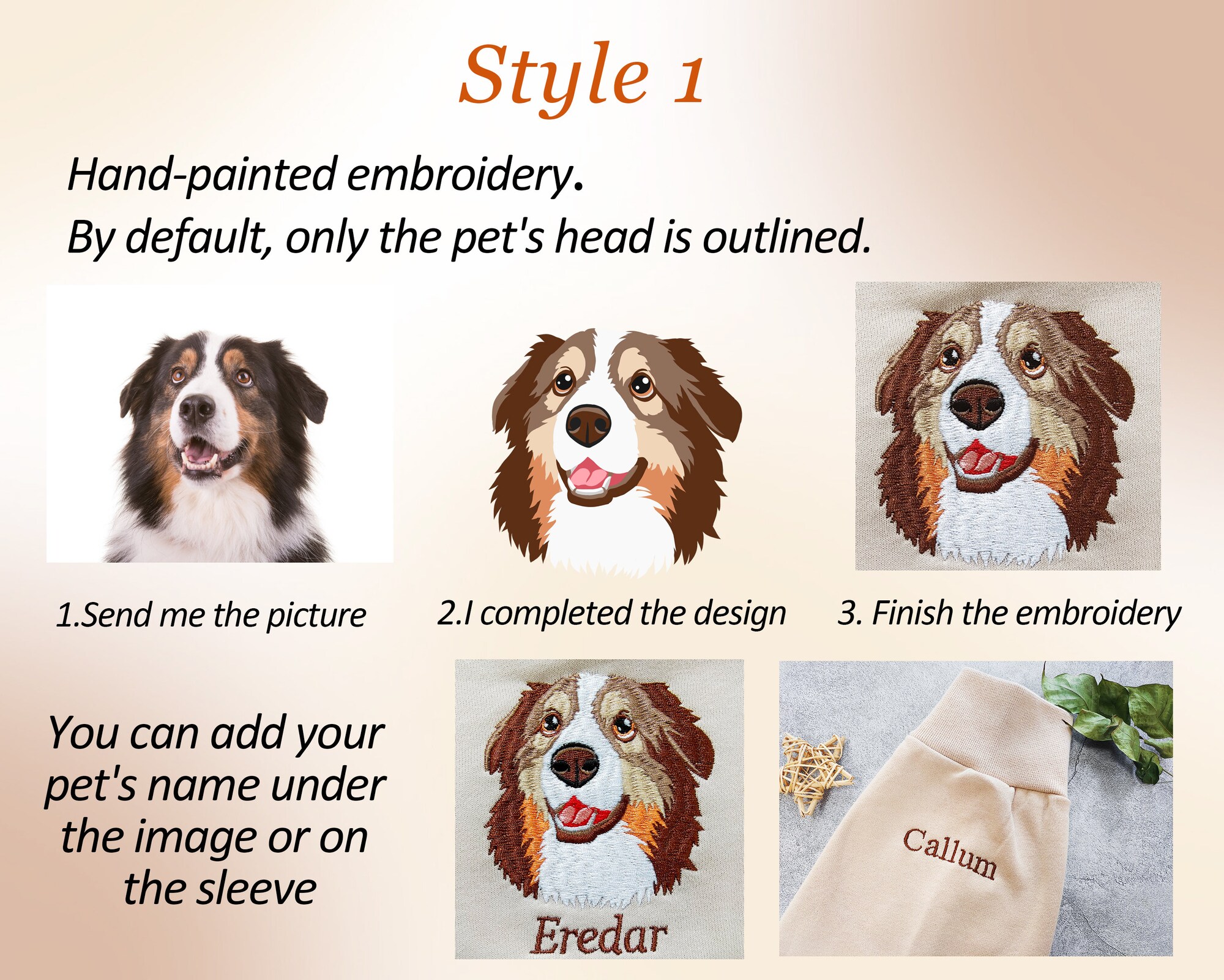 Custom Pet Portrait Embroidered Sweatshirt & Hoodie - Personalized Cat & Dog Tees Unique Gift image 5