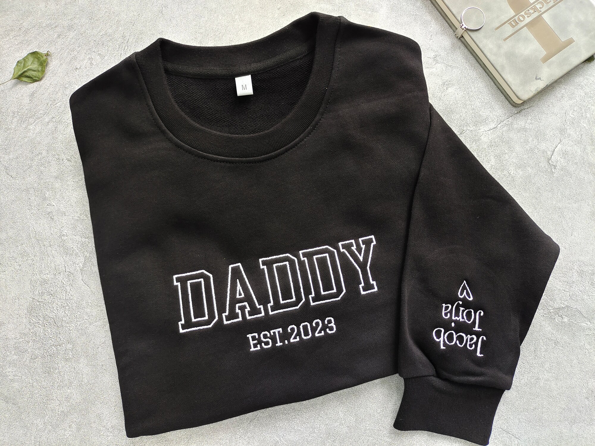 Custom Embroidered Dad Sweatshirt/Hoodie - Daddy Sweatshirt with Kids' Names Baby Announcement Father's Day Gift image 3