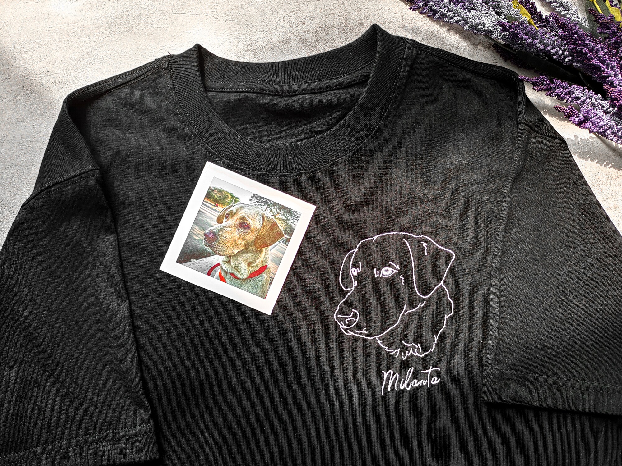 Custom Embroidered Dog Portrait and Name Shirt - Custom Pet Gifts Personalized Pet Shirts for Dog Lovers Custom Gift image 5