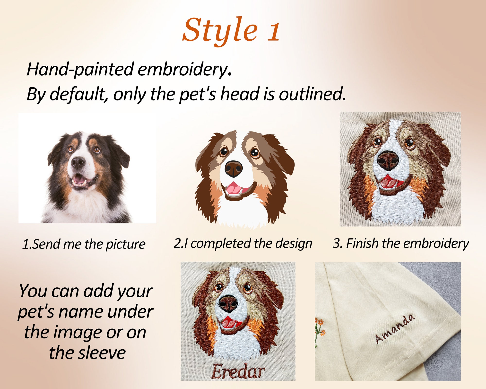 Custom Pet From Your Photo Embroidered Shirt - Personalized Dog Shirt Custom Pet Portrait Gift Embroidered Cat T-Shirt Custom Gifts image 5