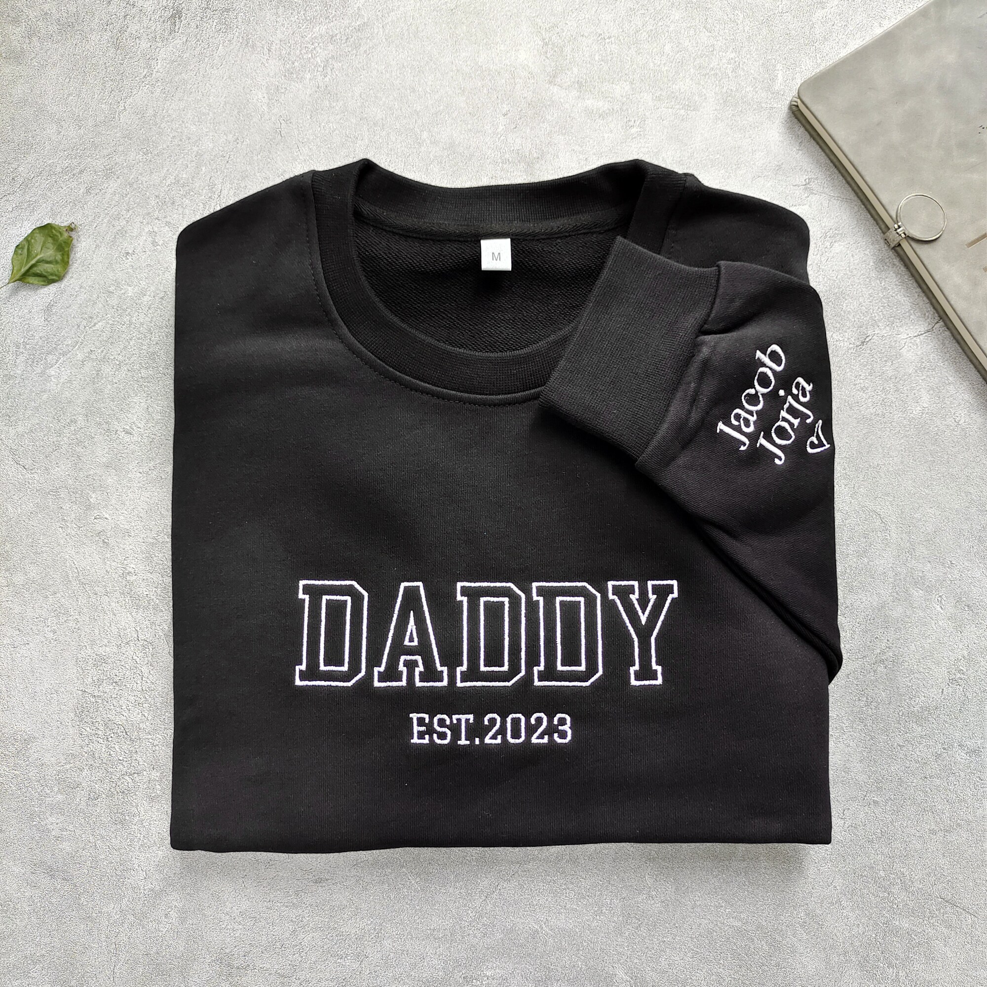 Custom Embroidered Dad Sweatshirt/Hoodie - Daddy Sweatshirt with Kids' Names Baby Announcement Father's Day Gift image 1