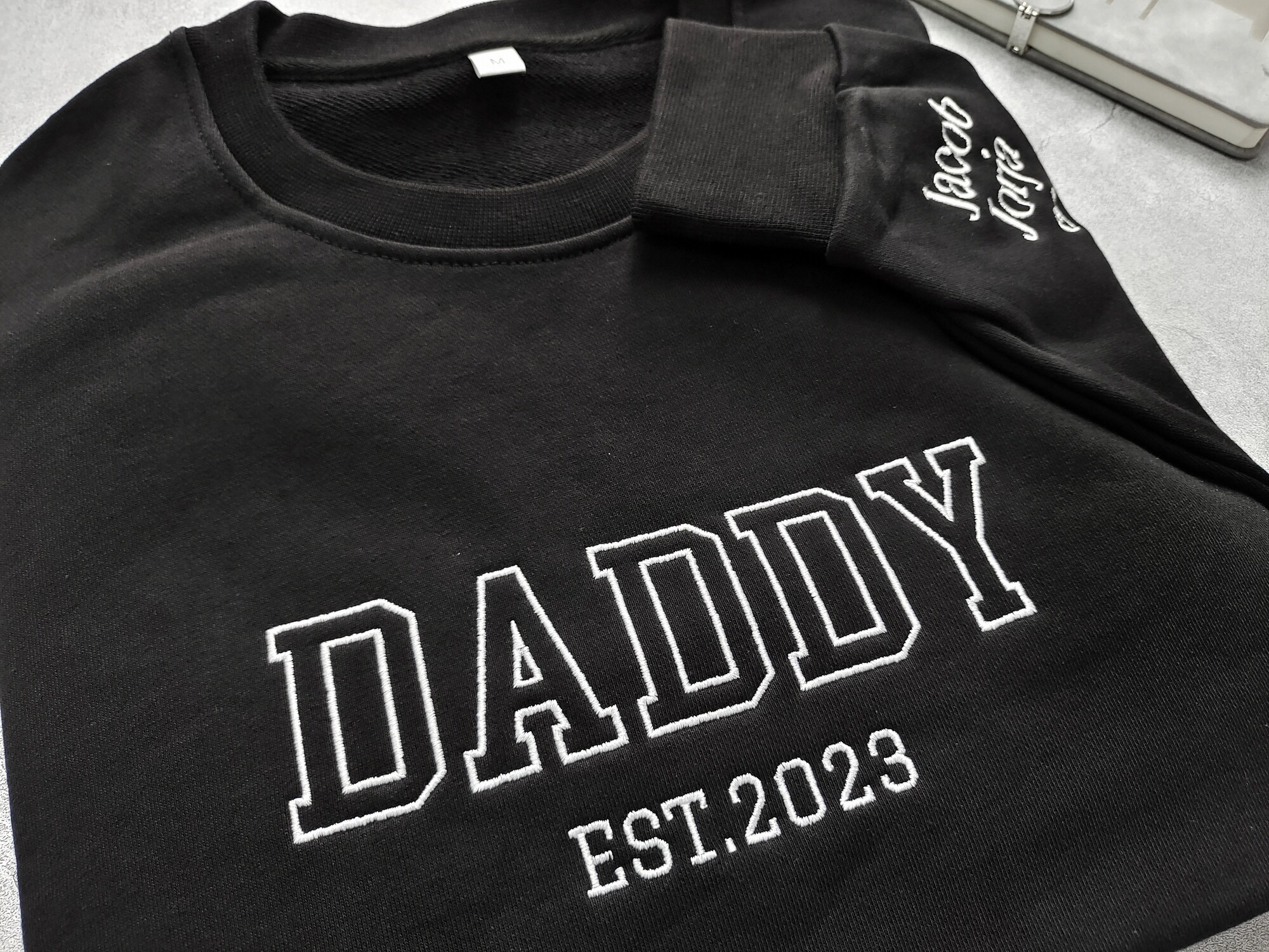 Custom Embroidered Dad Sweatshirt/Hoodie - Daddy Sweatshirt with Kids' Names Baby Announcement Father's Day Gift image 4