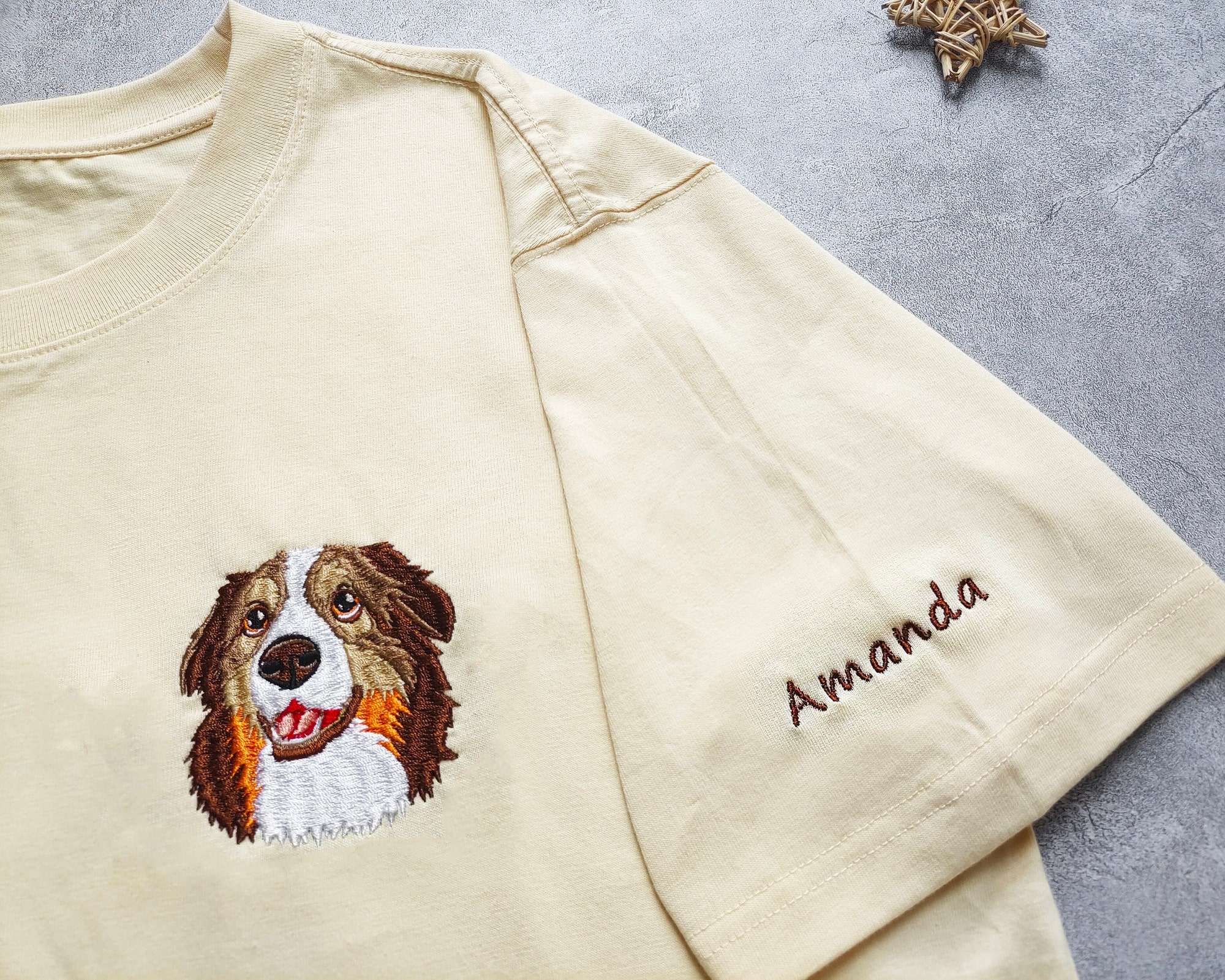 Custom Pet From Your Photo Embroidered Shirt - Personalized Dog Shirt Custom Pet Portrait Gift Embroidered Cat T-Shirt Custom Gifts image 2