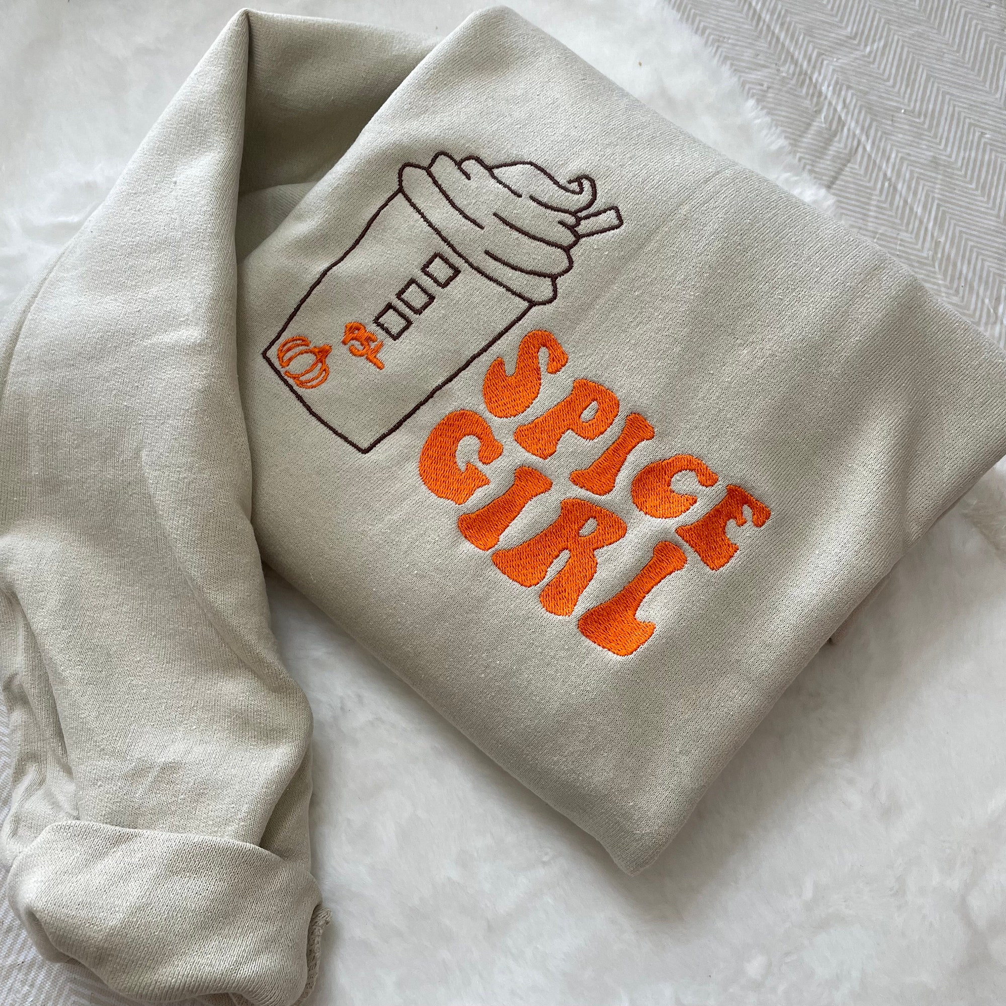 Pumpkin Spice Latte Embroidered Sweatshirt - Trendy Hoodie Fall Fashion Made to Order Pumpkin Spice Spice Girl Gifts for Her image 2