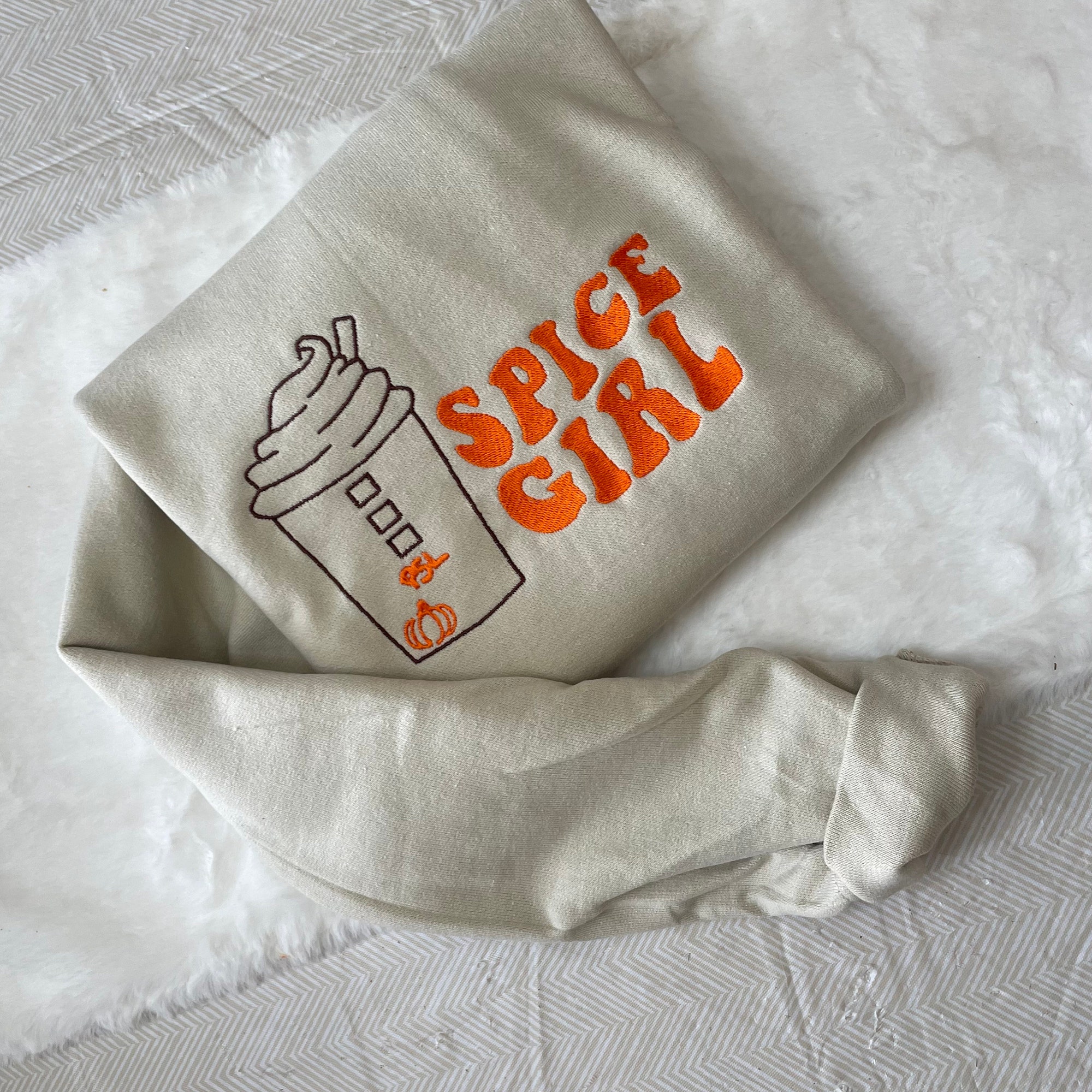 Pumpkin Spice Latte Embroidered Sweatshirt - Trendy Hoodie Fall Fashion Made to Order Pumpkin Spice Spice Girl Gifts for Her image 3