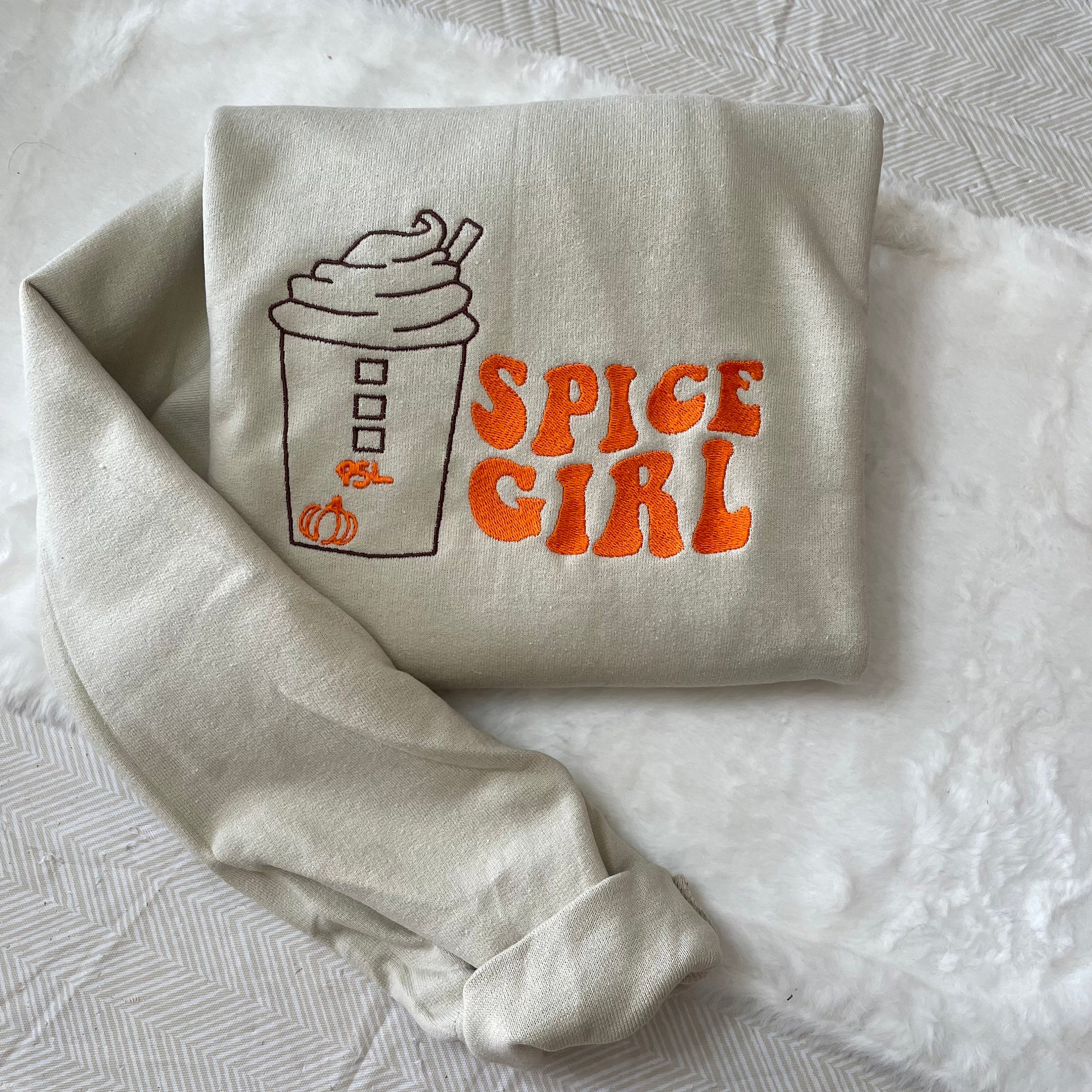 Pumpkin Spice Latte Embroidered Sweatshirt - Trendy Hoodie Fall Fashion Made to Order Pumpkin Spice Spice Girl Gifts for Her image 4