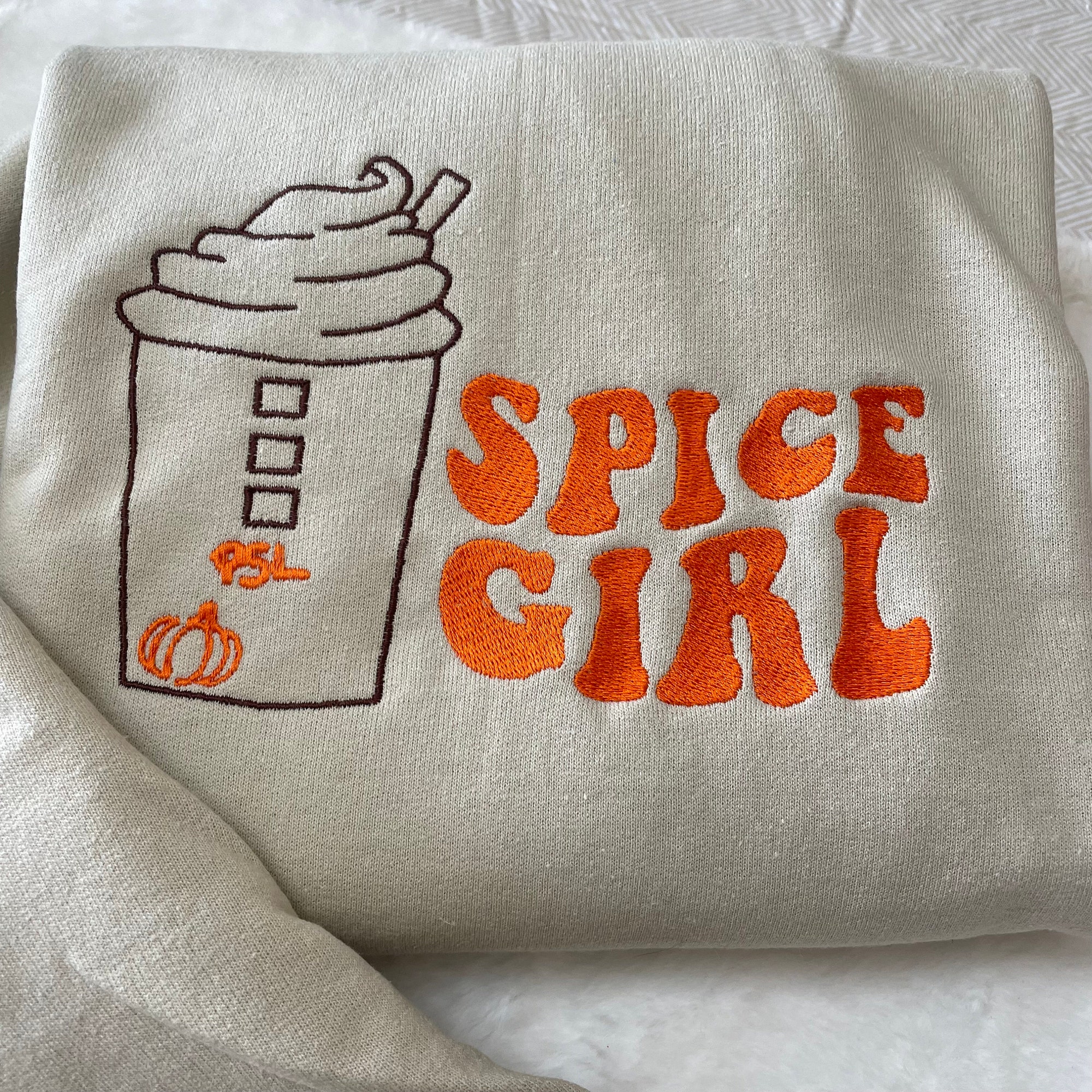 Pumpkin Spice Latte Embroidered Sweatshirt - Trendy Hoodie Fall Fashion Made to Order Pumpkin Spice Spice Girl Gifts for Her image 1