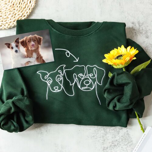 Custom Pet Embroidered Sweatshirt - Personalized Dog Sweatshirt Embroidered Hoodie Pet Portrait Custom Pet Gifts Birthday Gifts image 0