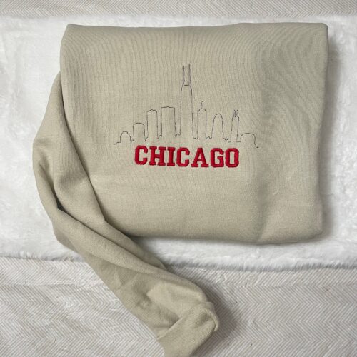 Chicago Embroidered Sweatshirt - Y2K Style Custom City Crewneck Embroidered image 0