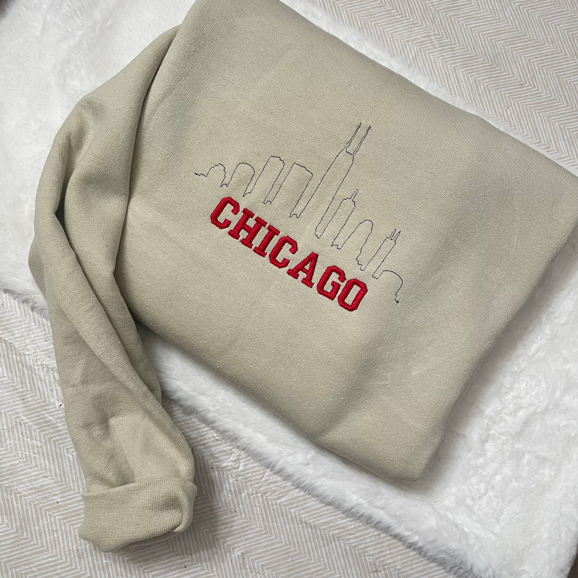 Chicago Embroidered Sweatshirt - Y2K Style Custom City Crewneck Embroidered image 4