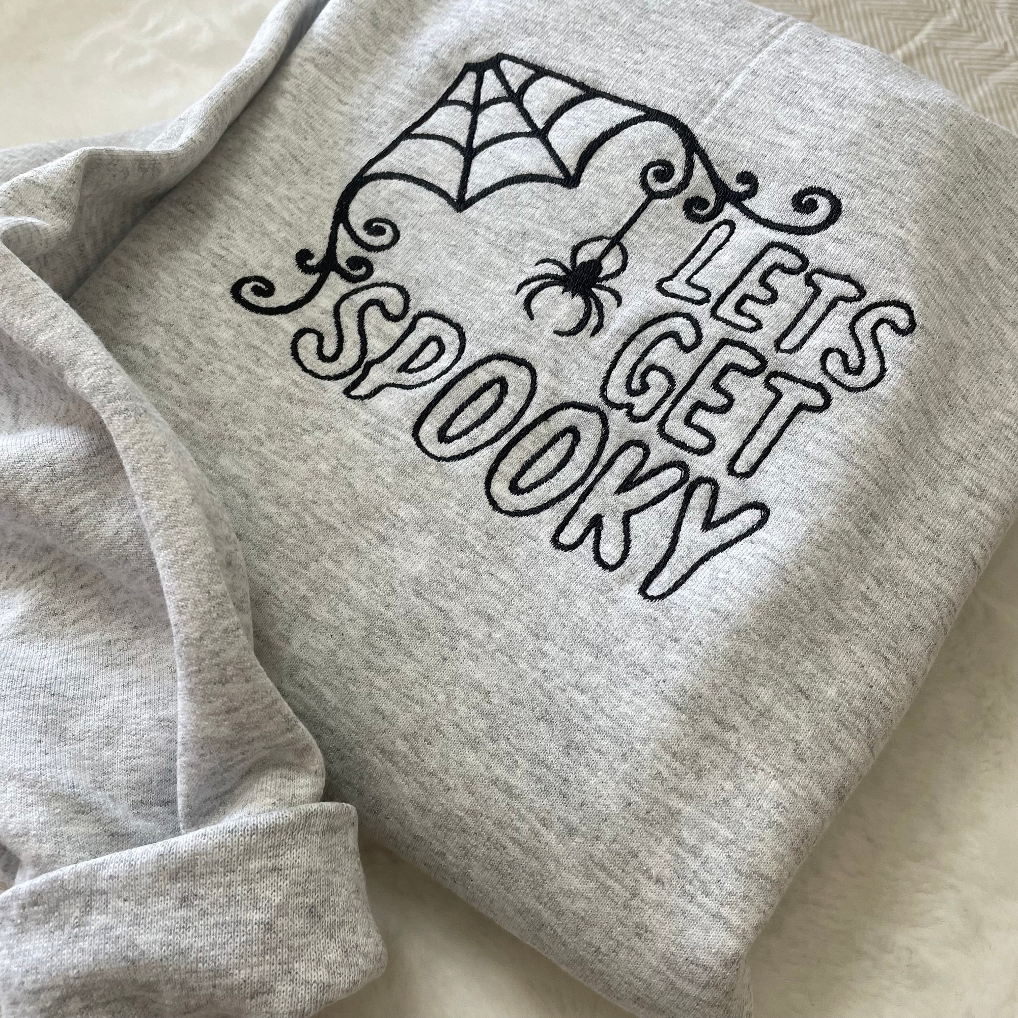 Get Spooky Embroidered Sweatshirt - October Halloween Funny Ghost Holiday Gift Boo Scary Spooky Era image 1