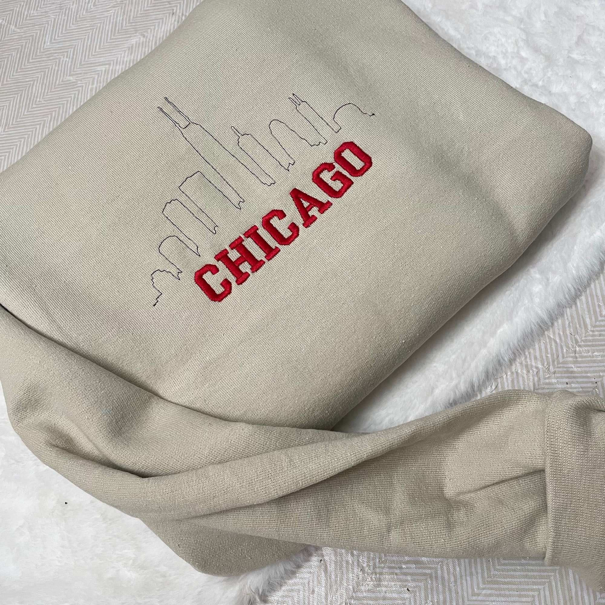 Chicago Embroidered Sweatshirt - Y2K Style Custom City Crewneck Embroidered image 2