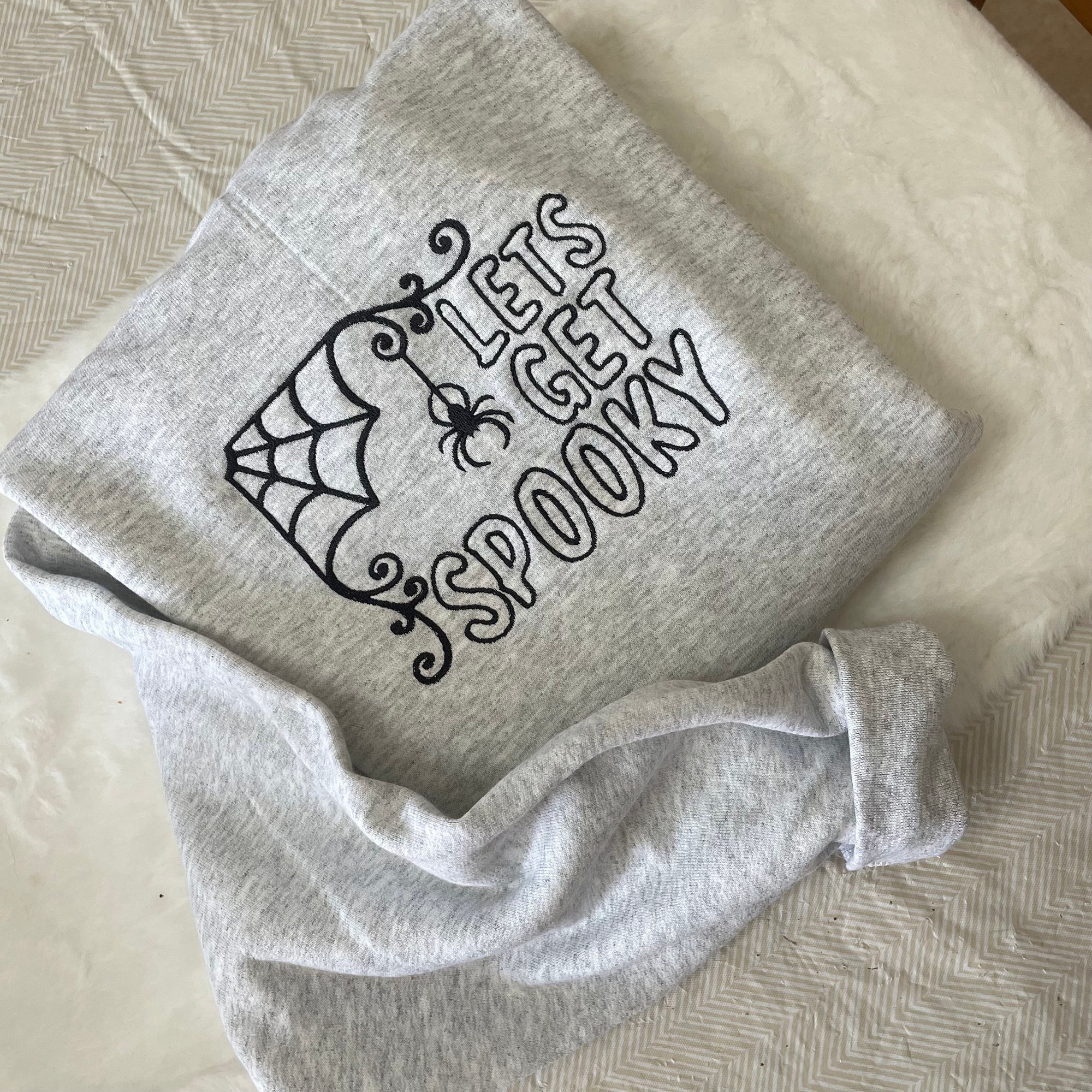 Get Spooky Embroidered Sweatshirt - October Halloween Funny Ghost Holiday Gift Boo Scary Spooky Era image 3