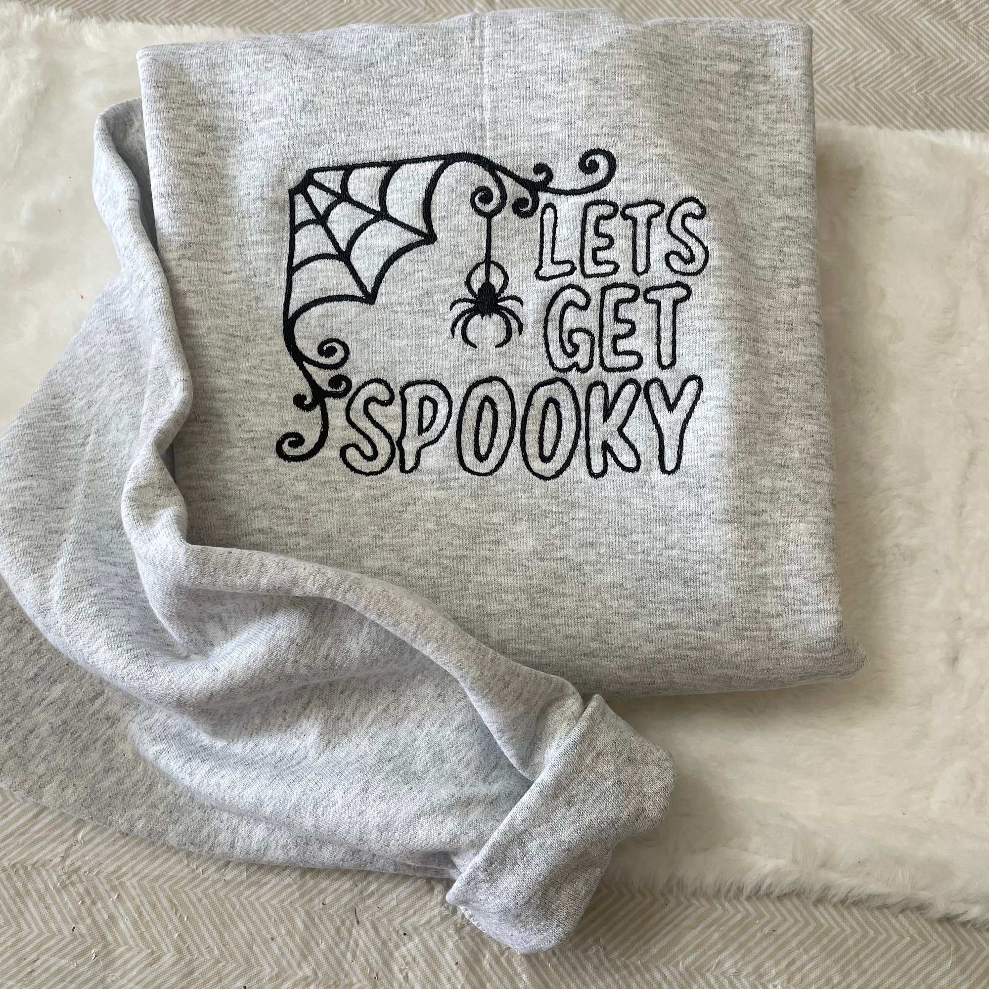 Get Spooky Embroidered Sweatshirt - October Halloween Funny Ghost Holiday Gift Boo Scary Spooky Era image 2