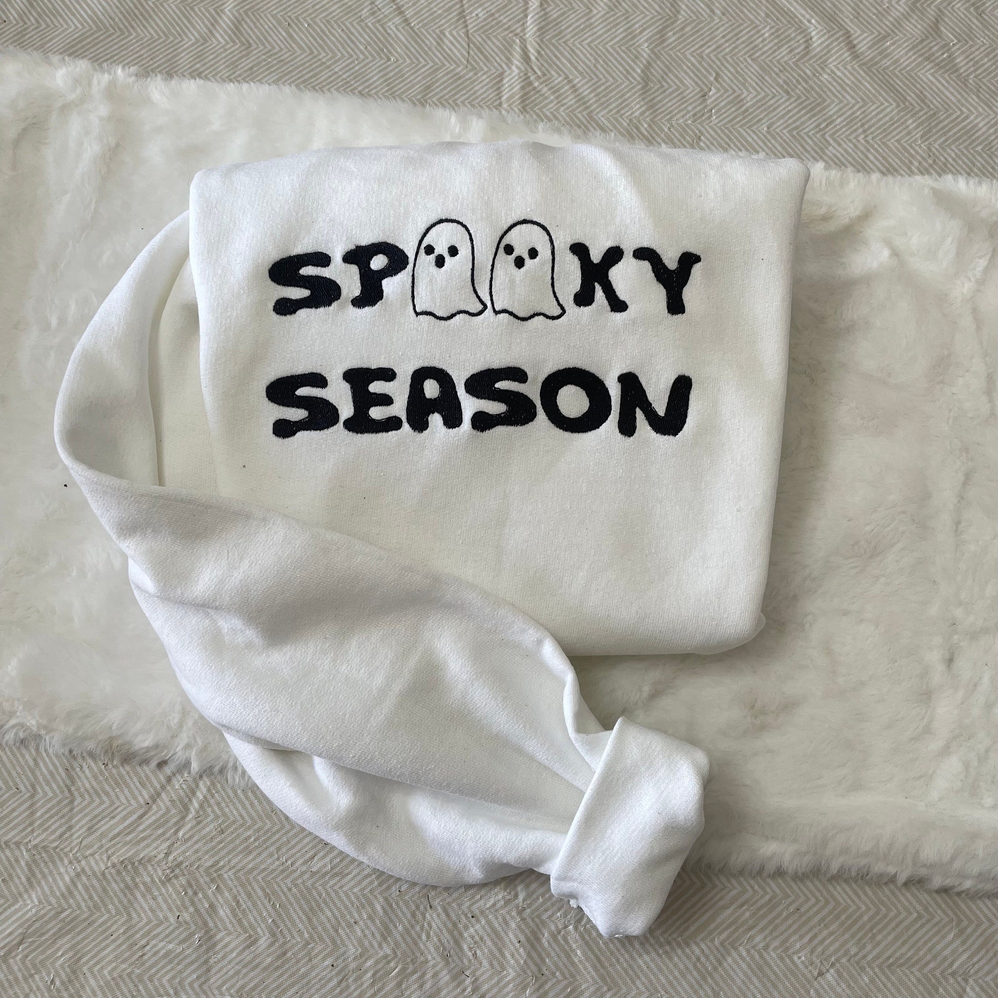 Spooky Season Ghost Embroidered Sweatshirt - Y2K Style Crewneck Halloween Embroidered Clothing Pumpkin Shirt Fall Fashion image 3