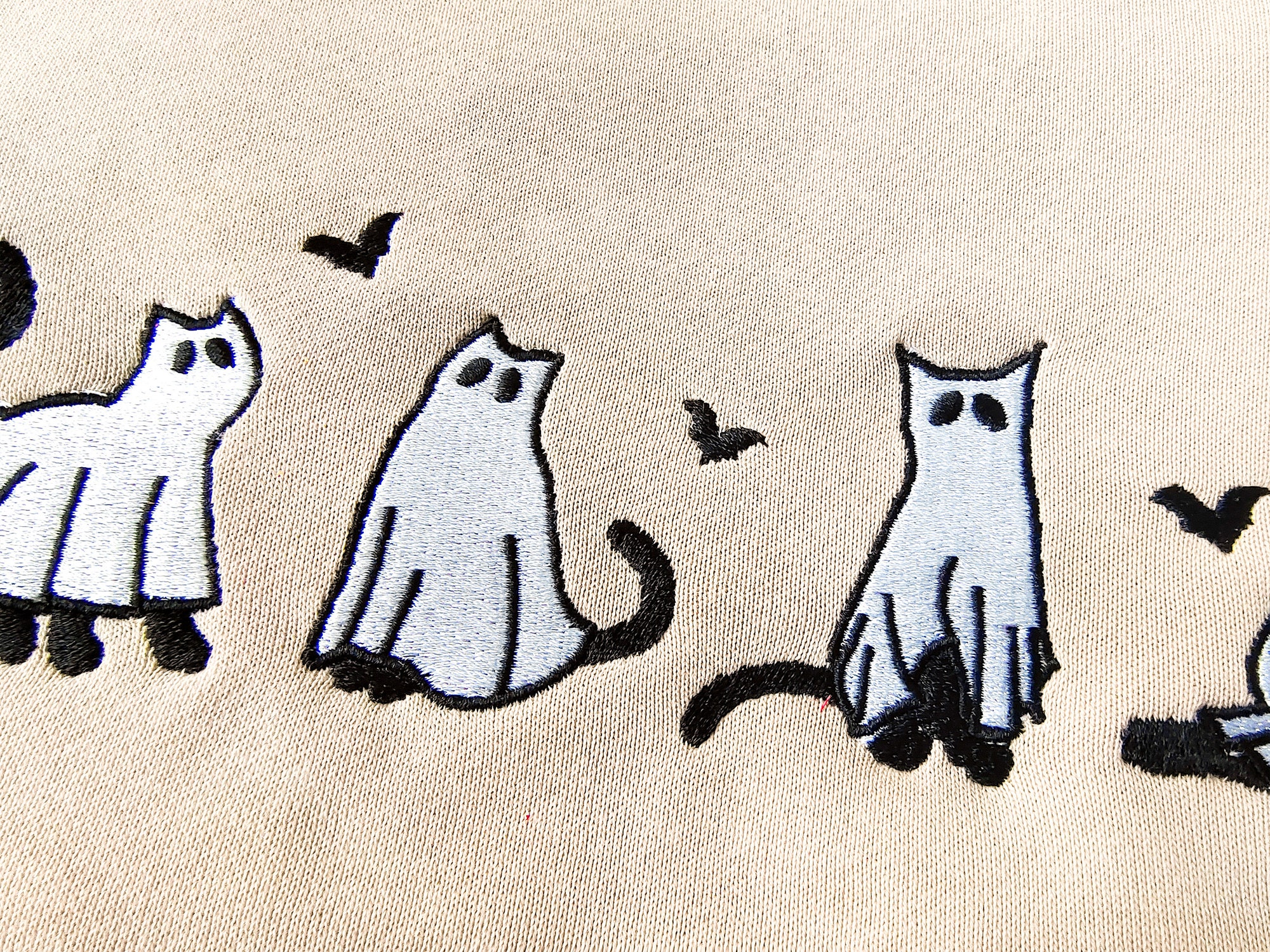 Embroidered Ghost Cats Sweatshirt - Bats Halloween Hoodie Fall Spooky Season Shirt Halloween Sweatshirt Cat Lover Shirt image 4