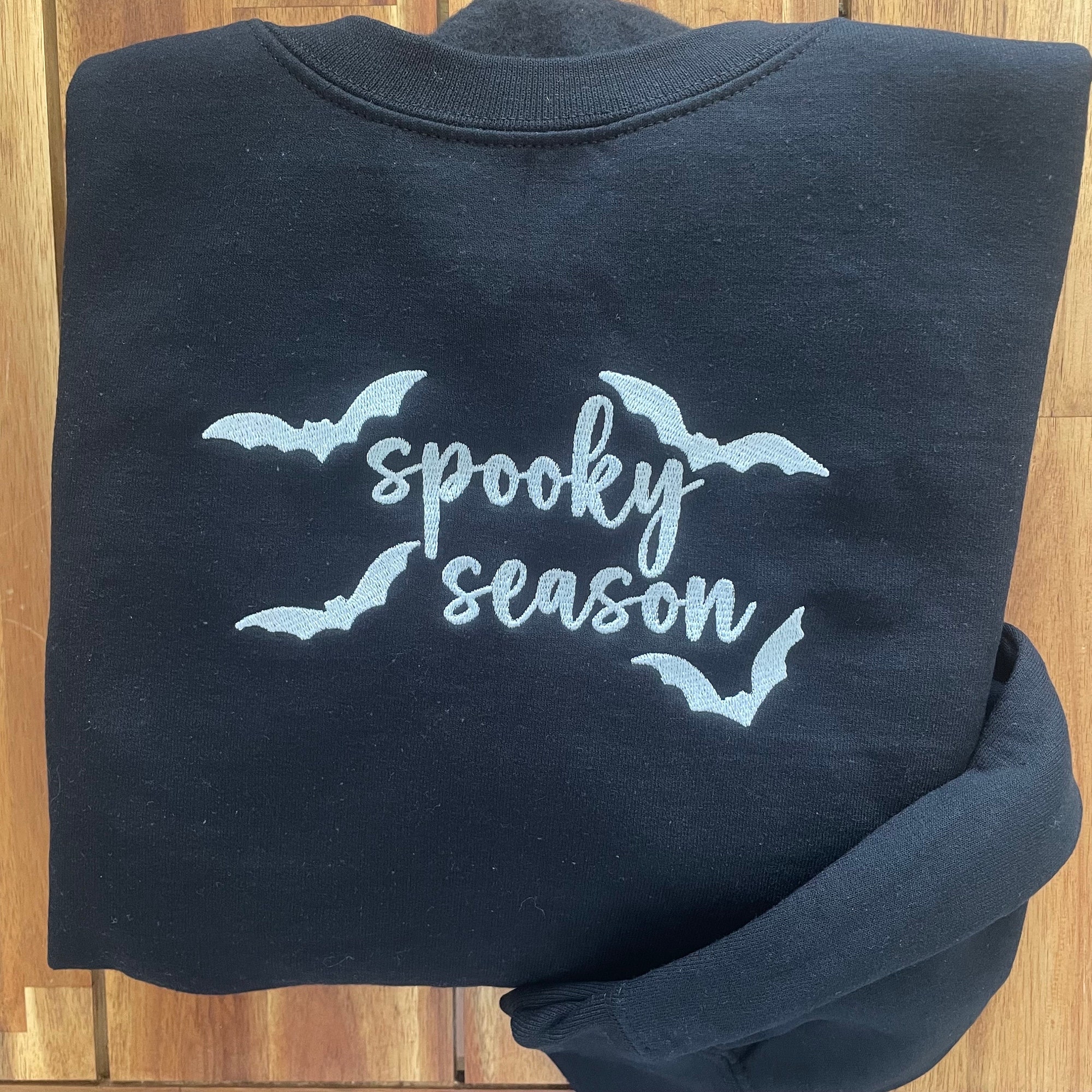 Spooky Season Bats Embroidered Sweatshirt - Y2K Style Crewneck Halloween Embroidered Clothing Pumpkin Shirt Fall Fashion image 2