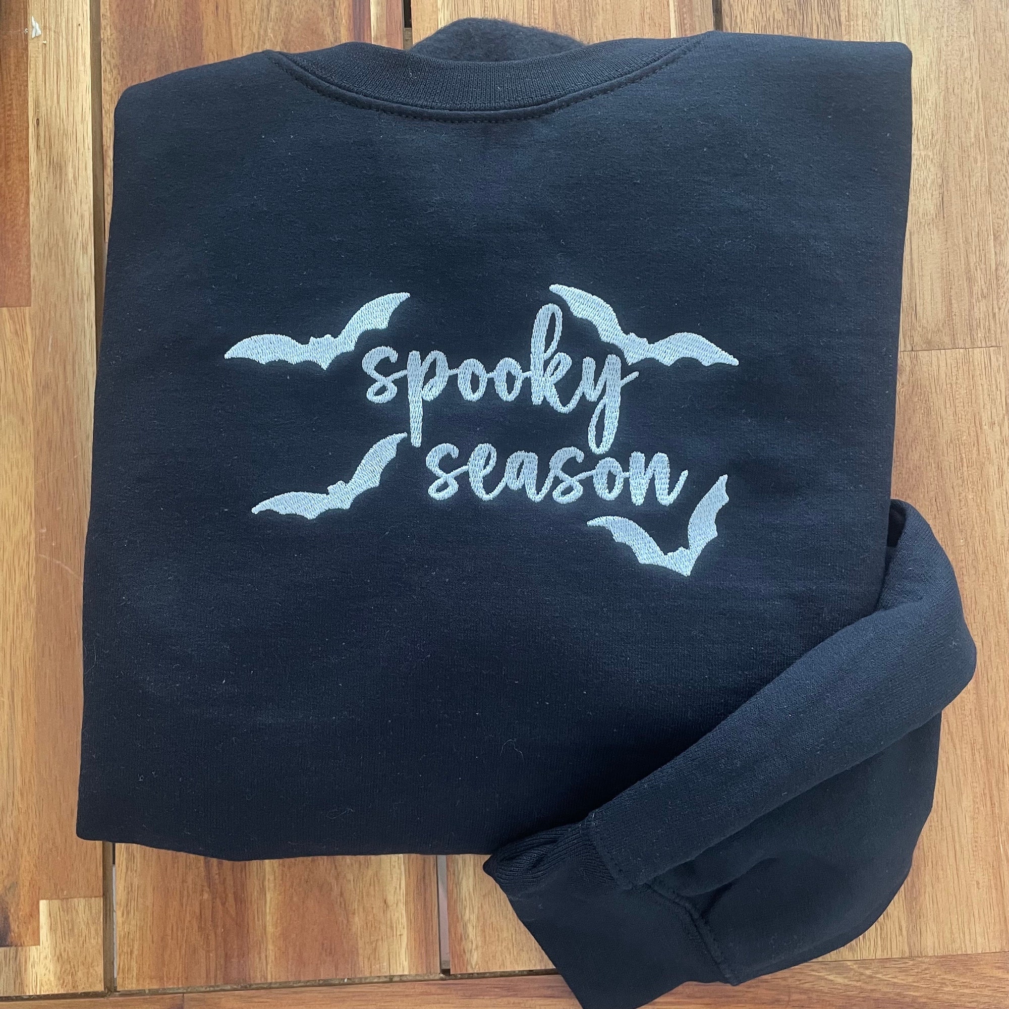 Spooky Season Bats Embroidered Sweatshirt - Y2K Style Crewneck Halloween Embroidered Clothing Pumpkin Shirt Fall Fashion image 5