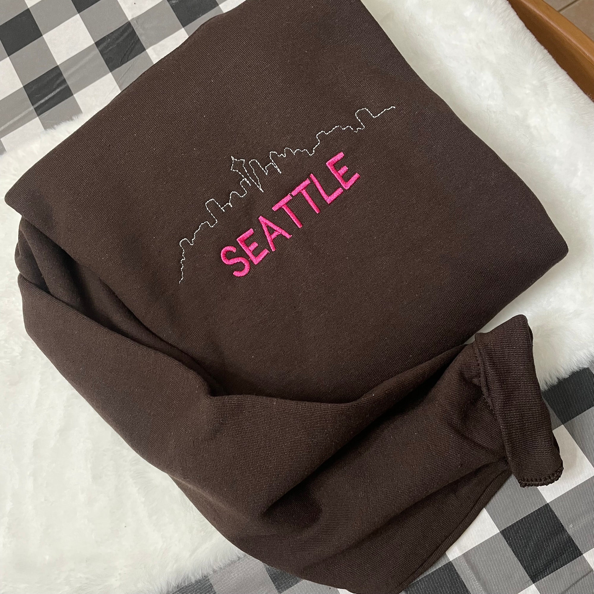 Seattle Embroidered Sweatshirt - Y2K Style Custom City Crewneck Embroidered image 8