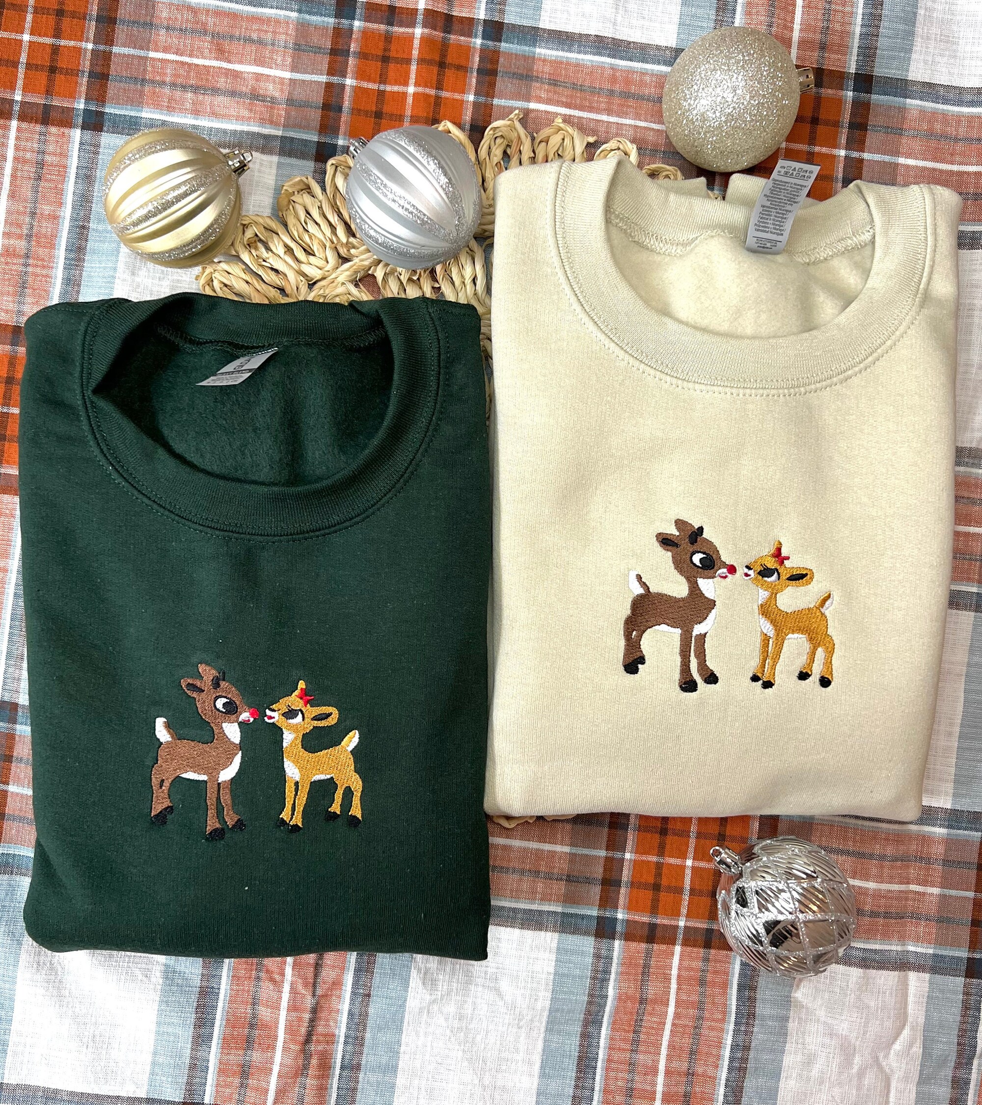 Christmas Sweatshirt - Embroidered Retro Vintage Christmas Sweatshirt Christmas Pajamas image 1