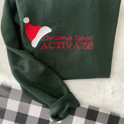 Christmas Spirit Activate Embroidered Sweatshirt - Y2K Style Crewneck Christmas Gifts Christmas Crewneck Vintage Style image 0